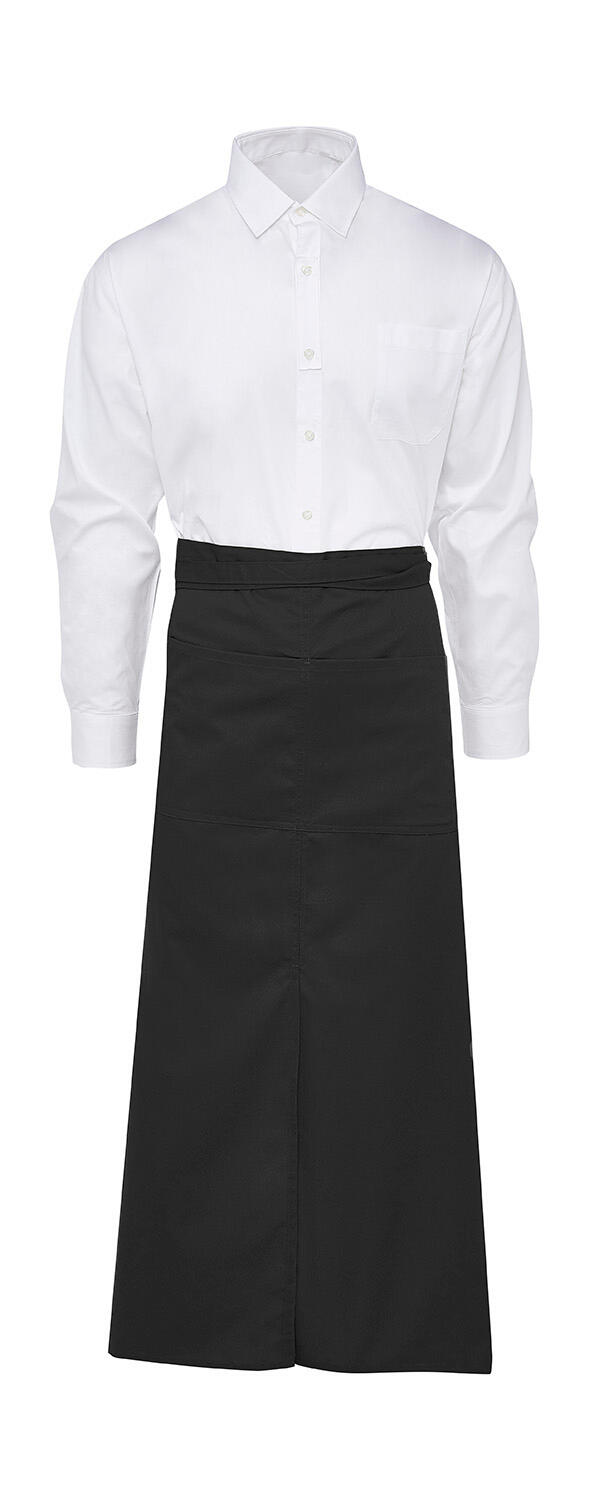 BERLIN - Long Bistro Apron with Slit and Pocket - 101 - Black