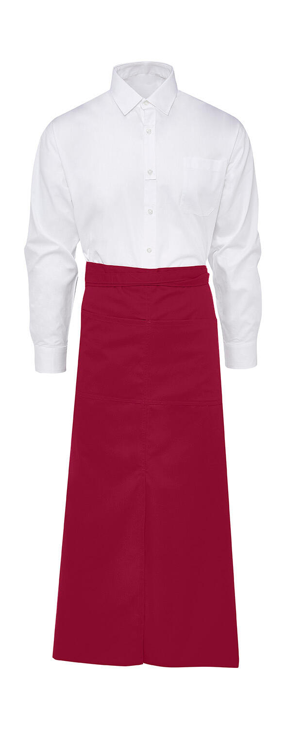 BERLIN - Long Bistro Apron with Slit and Pocket - 400 - Red