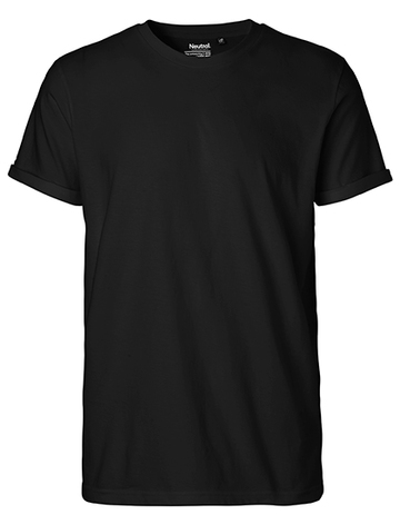 Heren T-shirt met oprolbare mouwen - 03 - Zwart