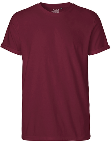 Heren T-shirt met oprolbare mouwen - 26 - Bordeaux