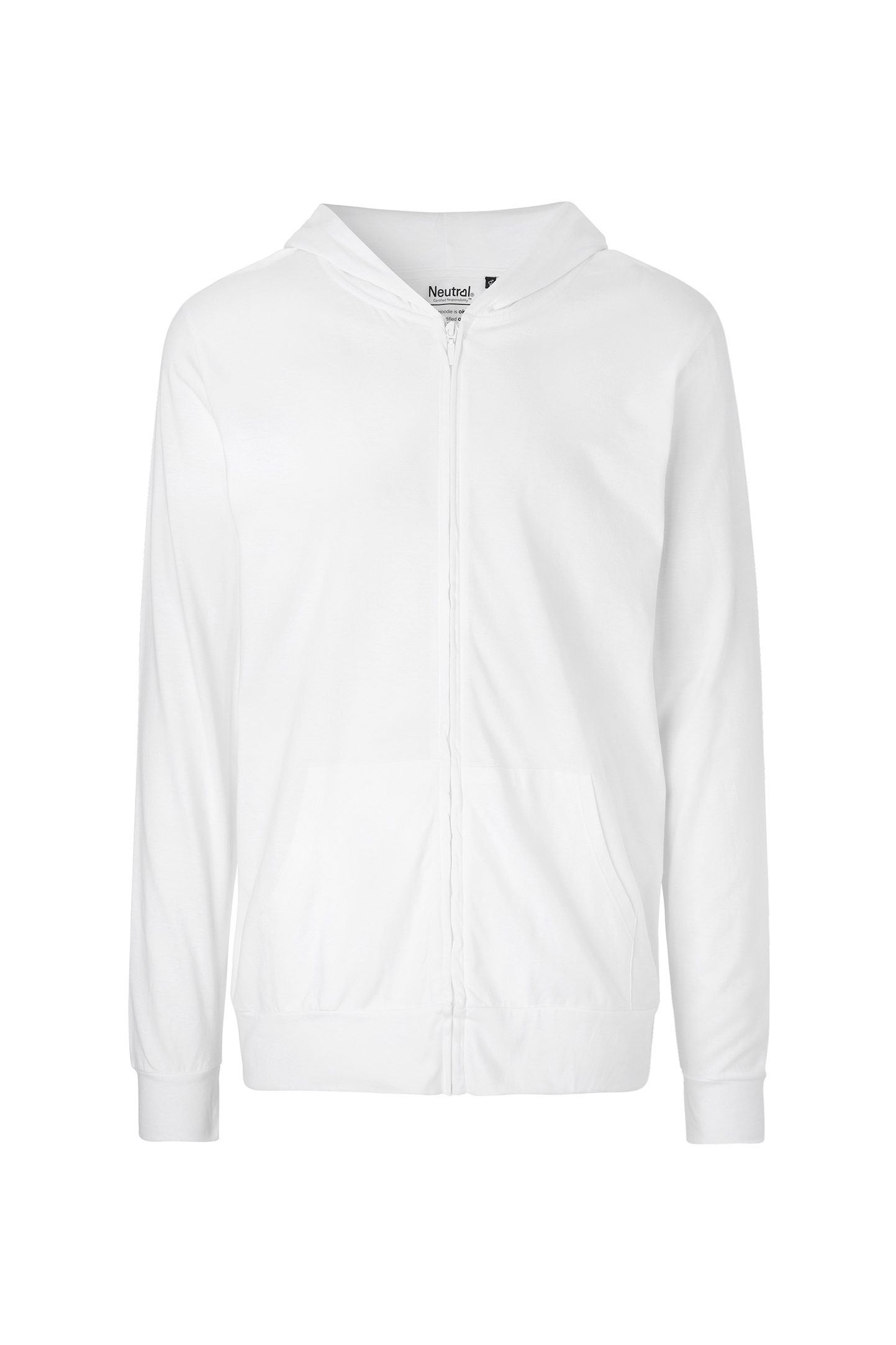 Unisex jersey hoodie met ritssluiting - 01 - Wit