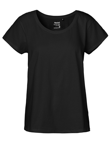Dames T-shirt met losse pasvorm - 03 - Zwart