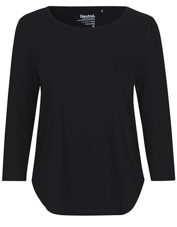 Dames T-shirt met driekwartmouwen - 03 - Zwart