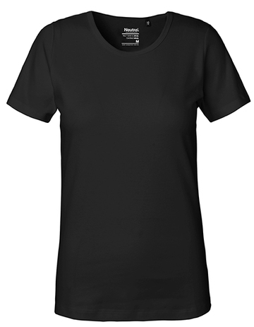 Dames T-shirt met in elkaar grijpende stof - 03 - Zwart