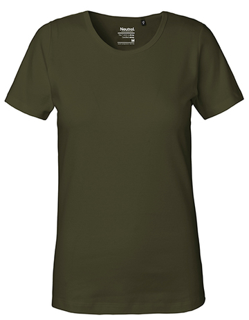 Dames T-shirt met in elkaar grijpende stof - 13 - Militair