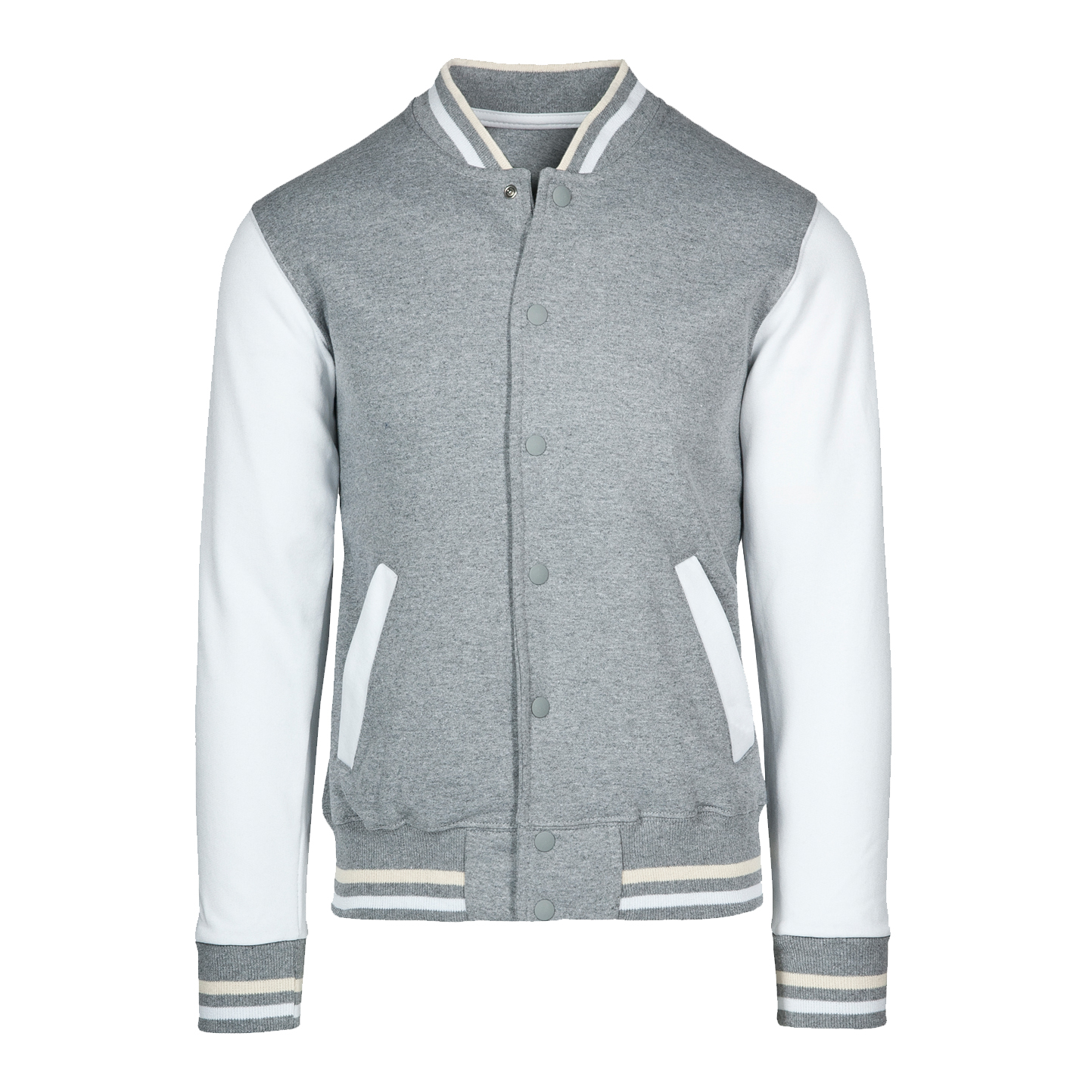 Tweekleurig sweatshirtjasje in kinderstijl - 7599 - As/Wit