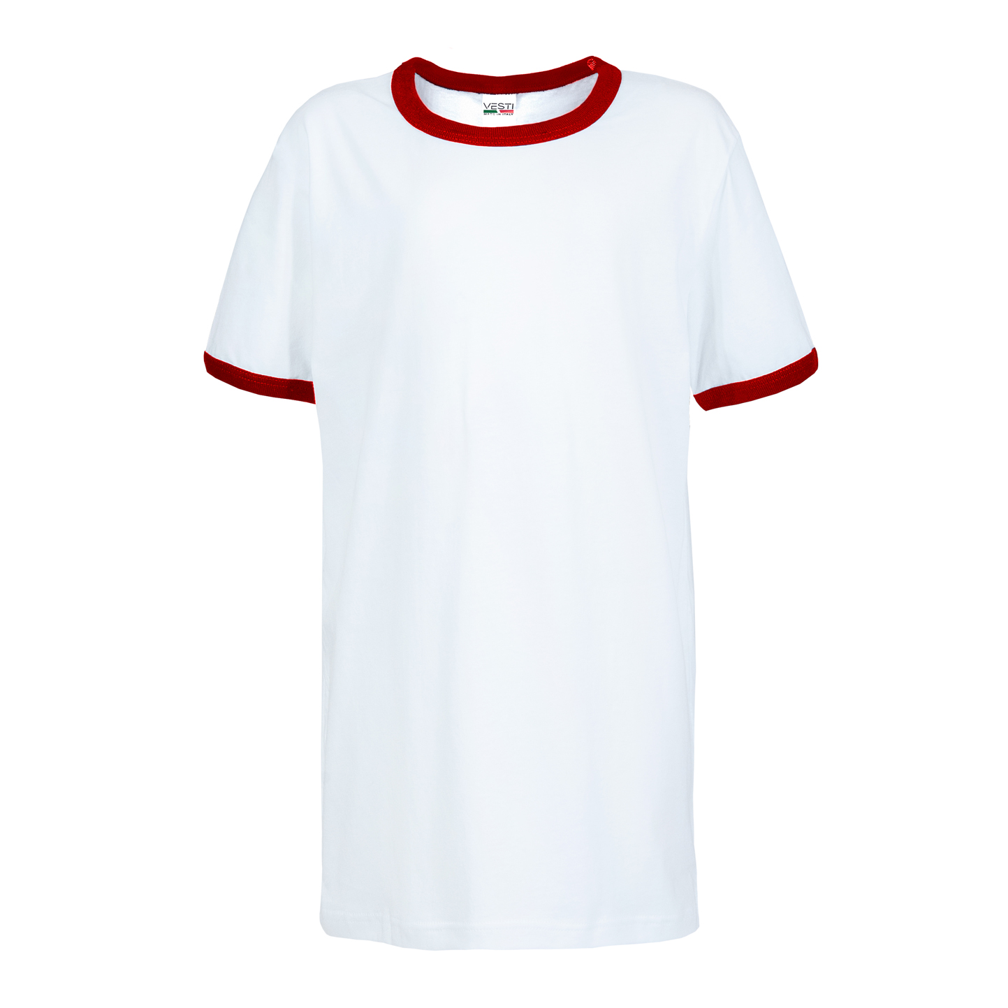 Soft Crew Neck Short Sleeve T-Shirt for Kids - 99RO - White/Red