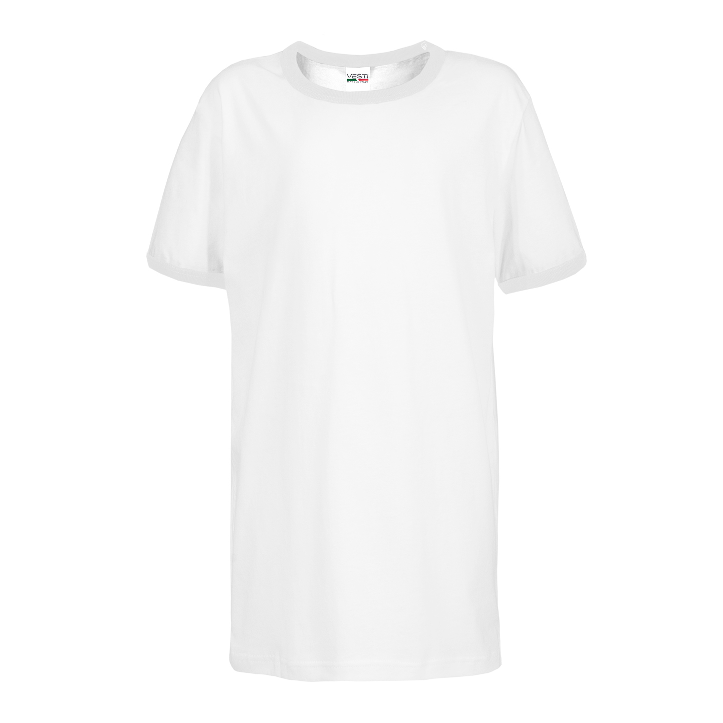 Soft Crew Neck Short Sleeve T-Shirt for Kids - 9999 - White/White