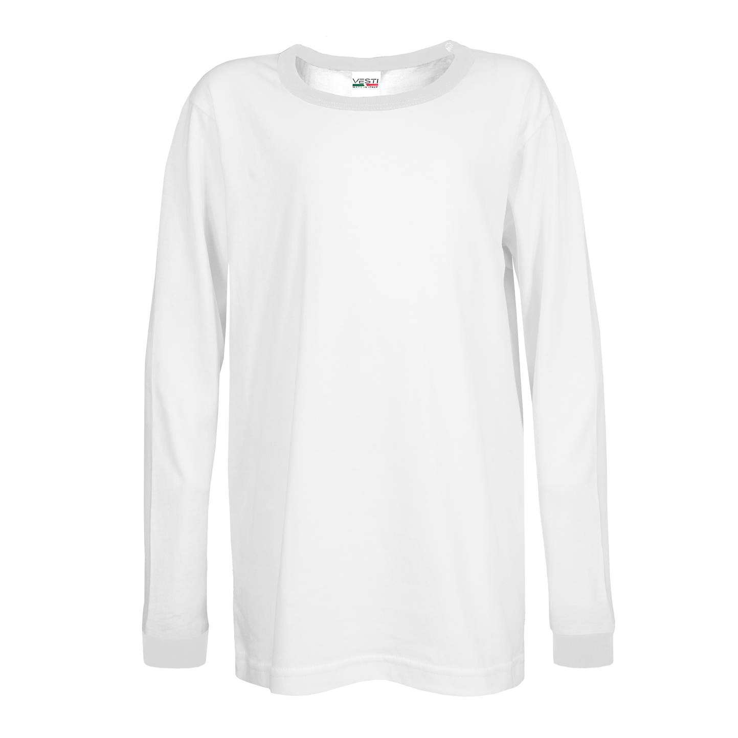 Zacht T-shirt met ronde hals en lange mouwen voor kinderen - 9999 - Wit/Wit