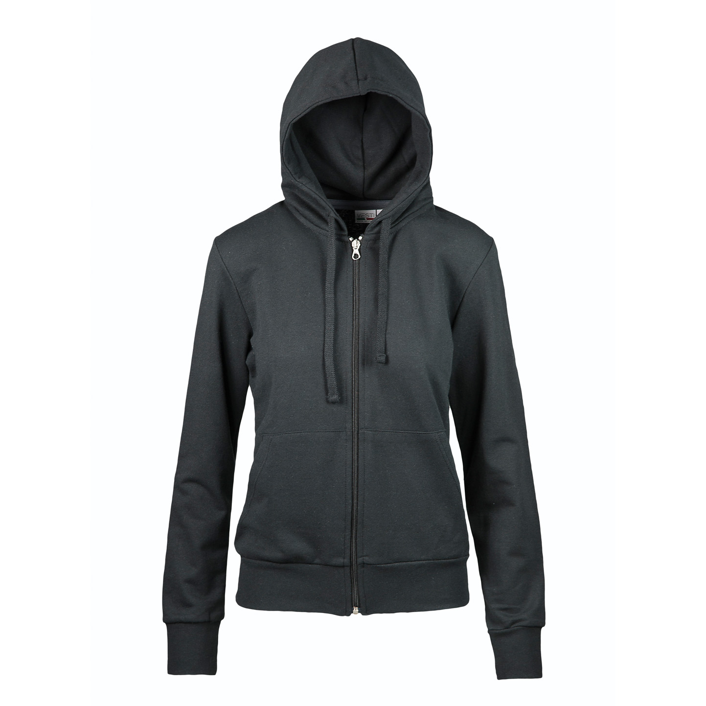 Dameshoodie met ritssluiting van French Terry-stof - 12 - Zwart
