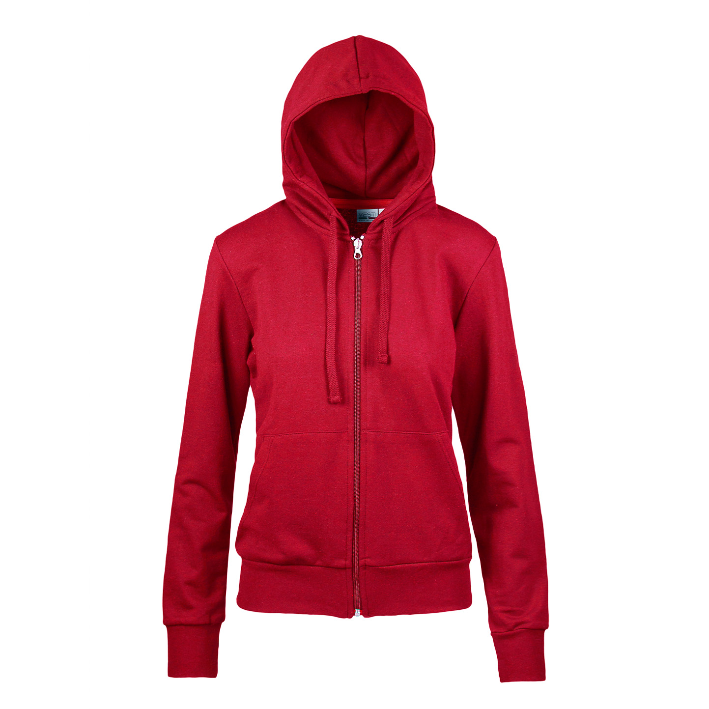 Dameshoodie met ritssluiting van French Terry-stof - 28 - Sportrood