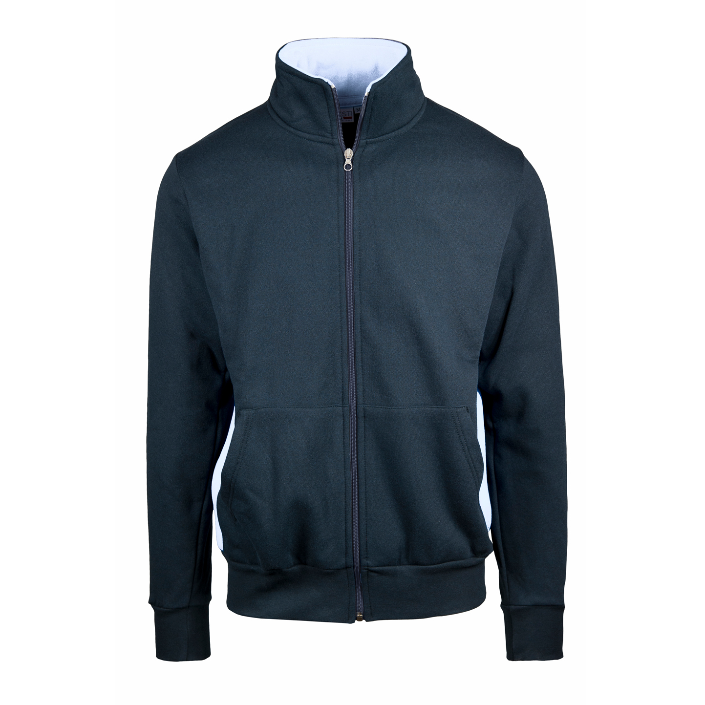 Contrast Long Zip Sweatshirt Jacket - 1899 - Blue/White