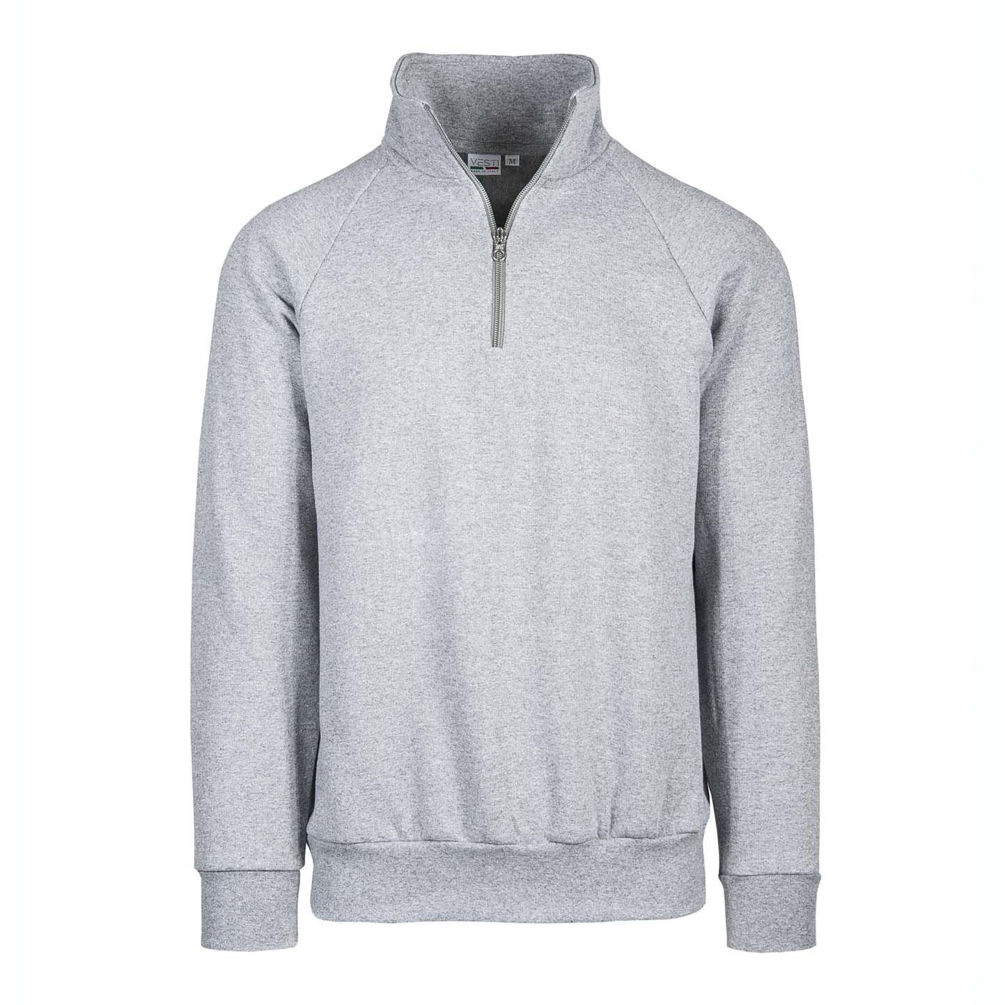 French Terry Zip Neck Sweatshirt - 75 - Ash