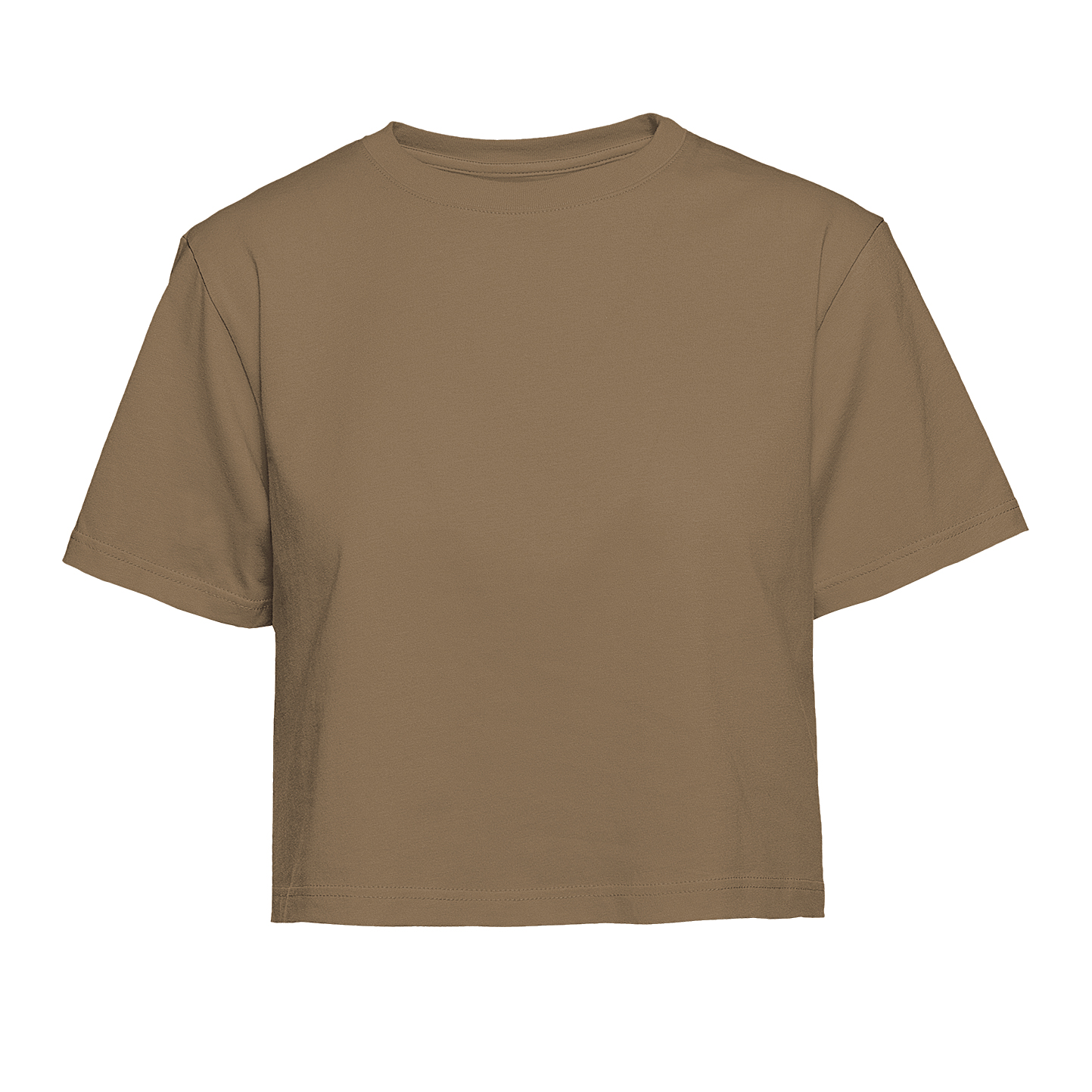 Dames T-shirt met ronde hals en korte mouwen - TB - Tabak