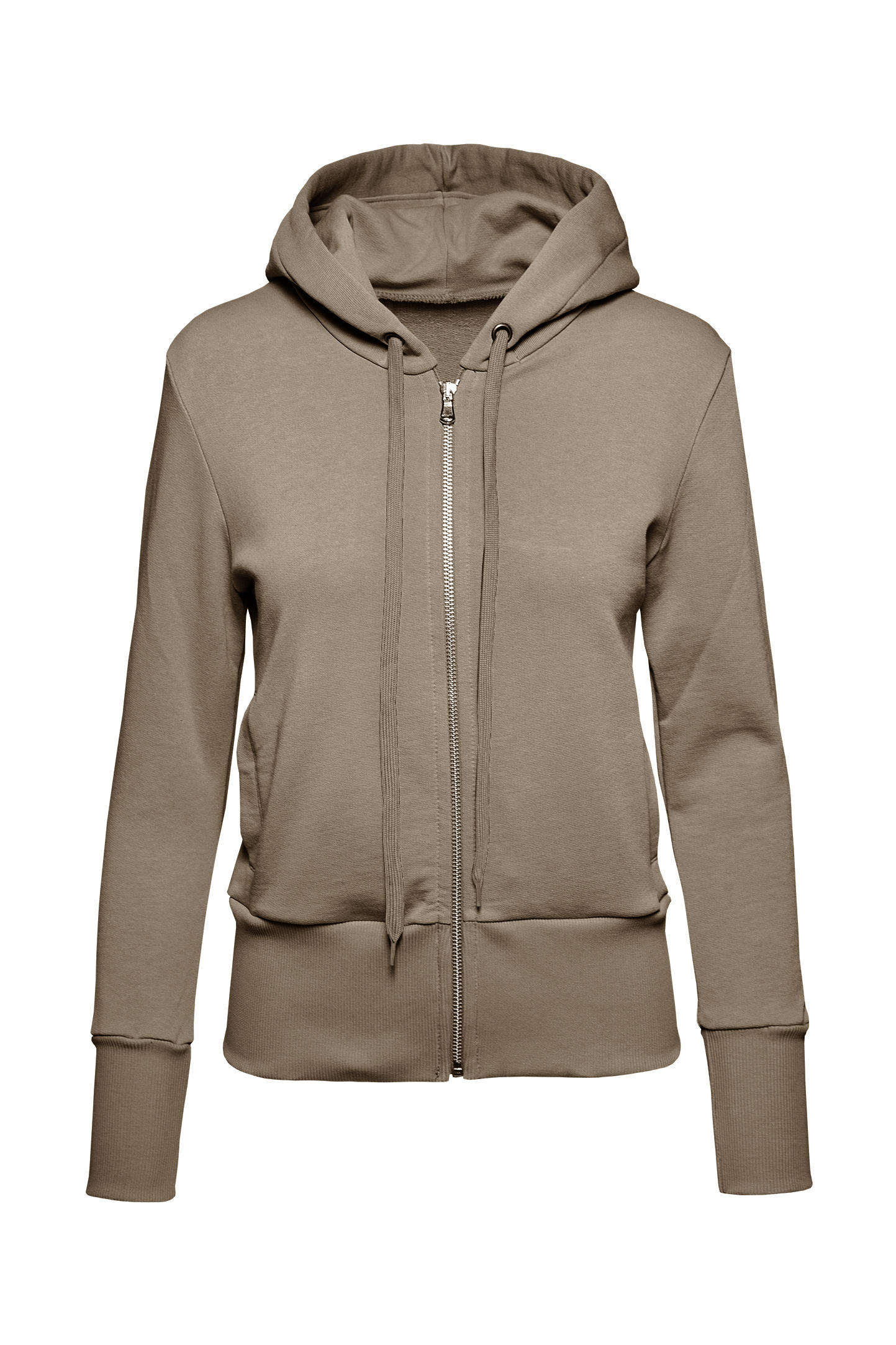 Zachte hoodie met ritssluiting voor dames - TB - Tabak