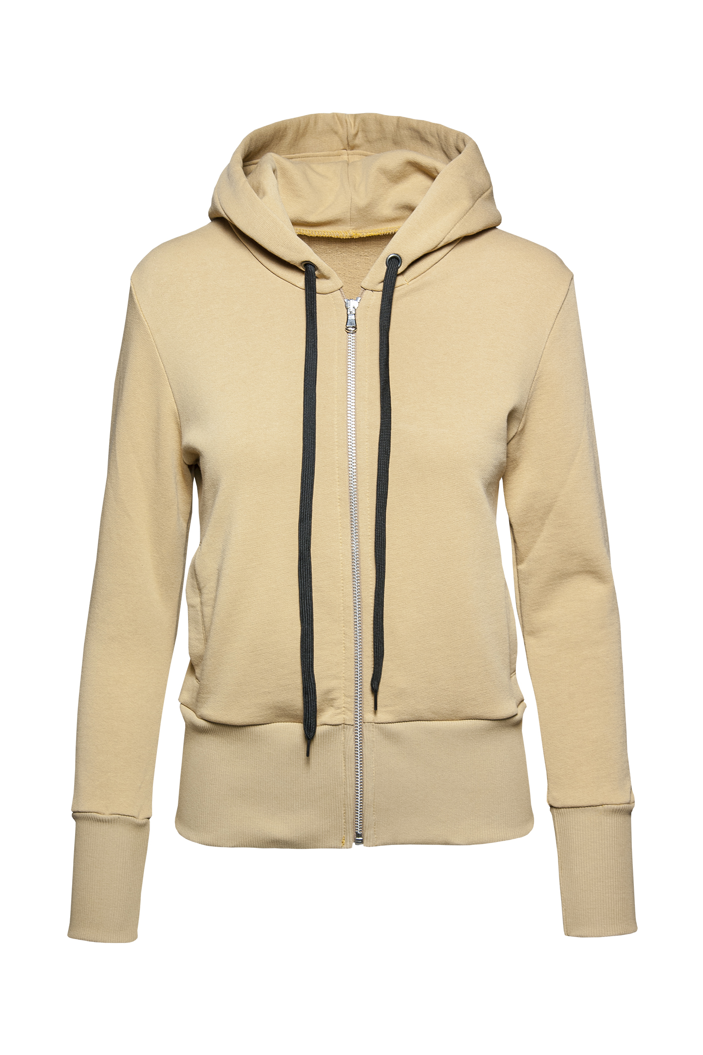 Zachte hoodie met ritssluiting voor dames - CL - Kameel