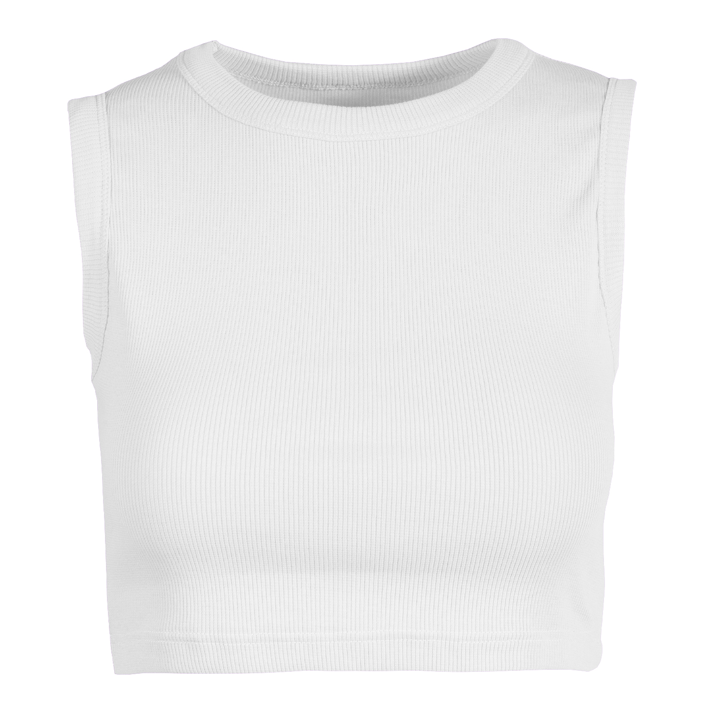Dames crop tanktop van stretch ribstof - 99 - Wit
