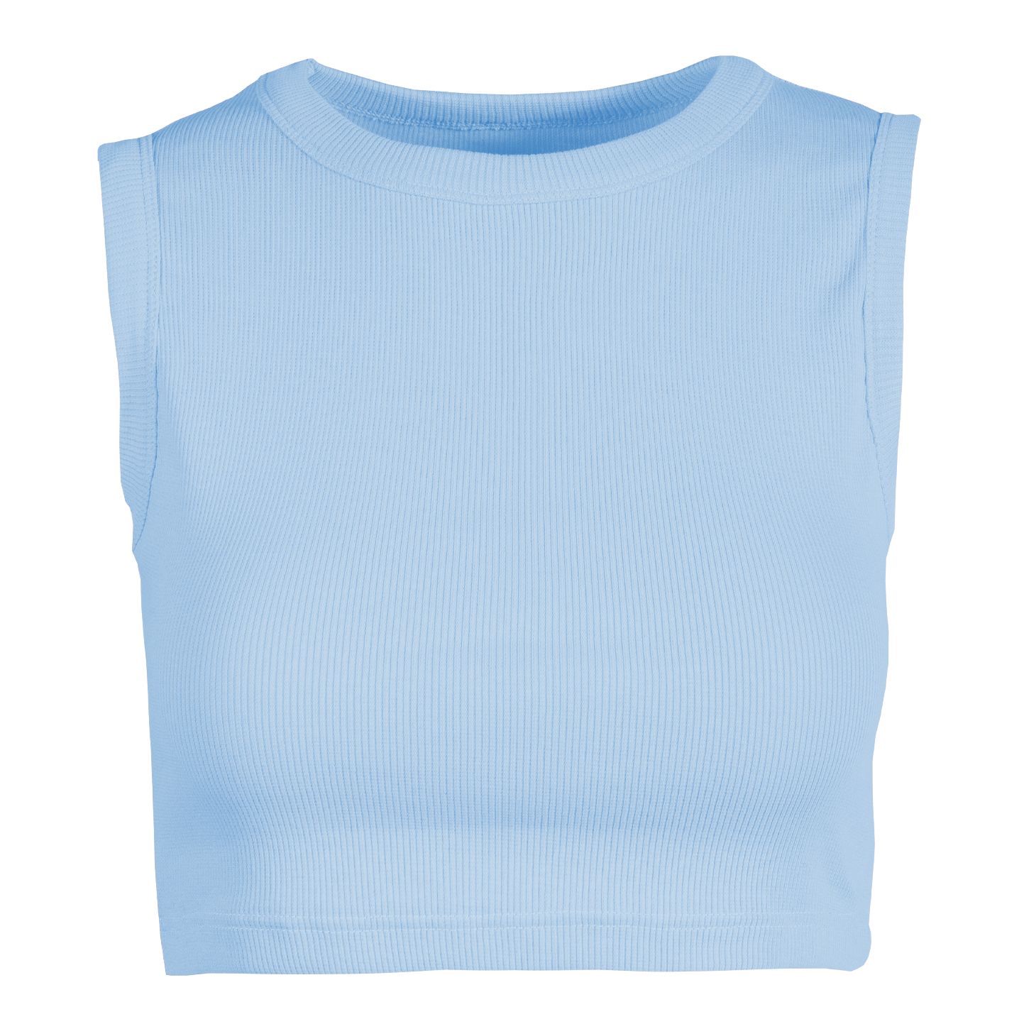 Dames crop tanktop van stretch ribstof - 31 - Celeste