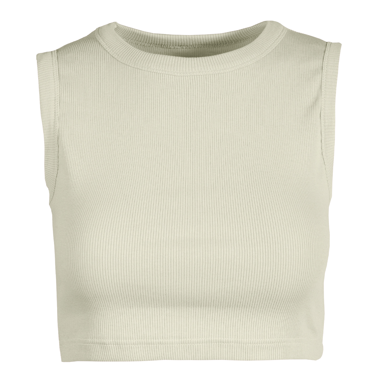 Dames crop tanktop van stretch ribstof - 38 - Crème