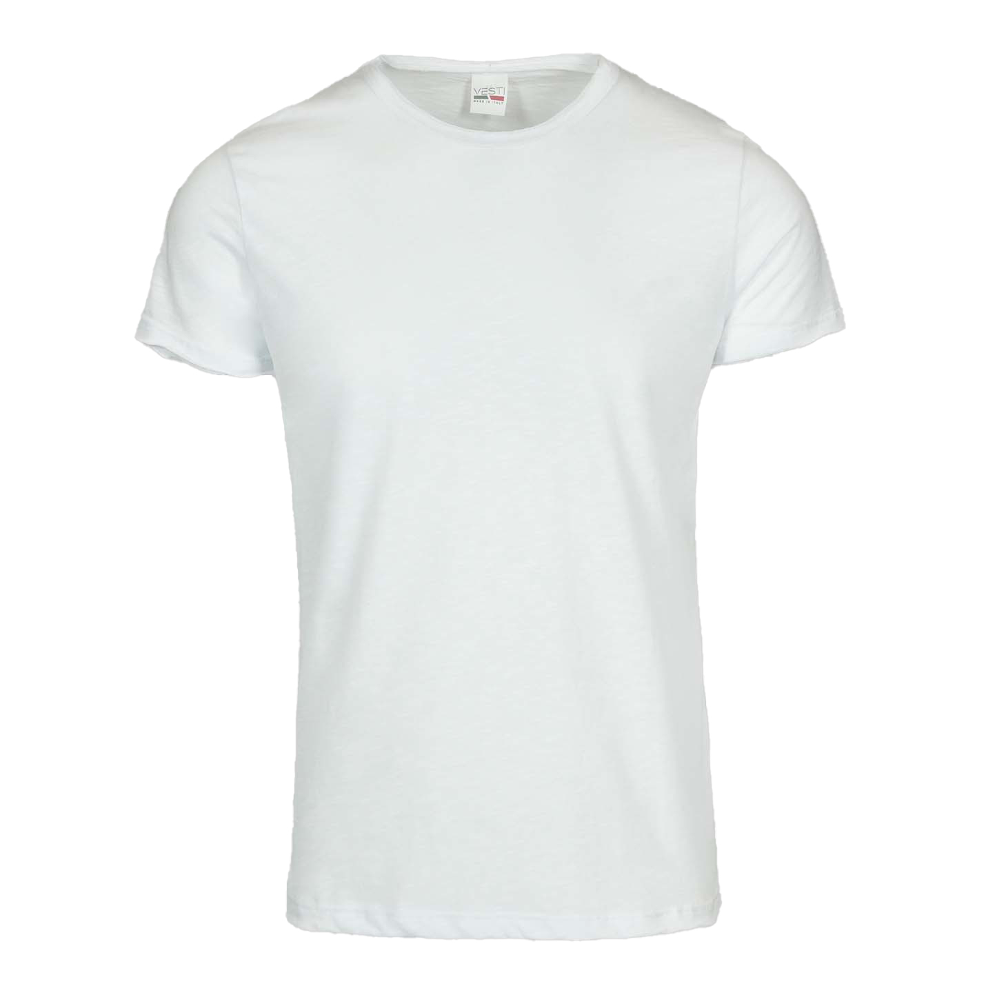 Round Neck Short Sleeve Raw Cut Slub Sweater - 99 - White