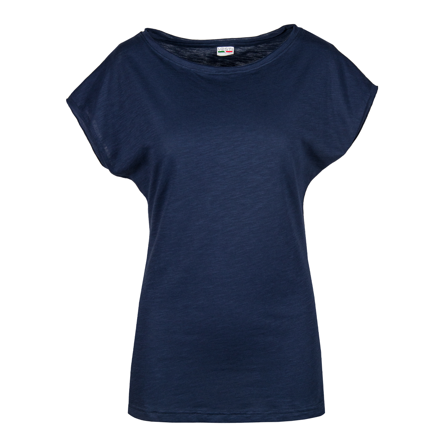 Damesoverhemd met korte mouwen, rafelige snit en vlammenmotief - NY - Marineblauw