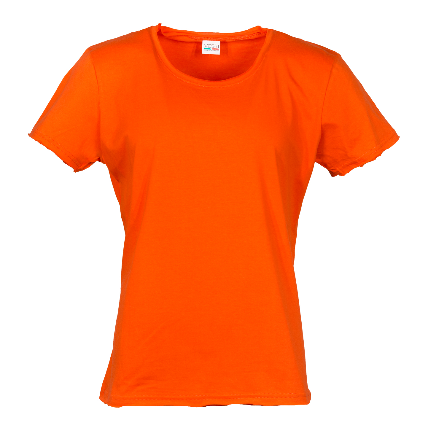 Round Neck Short Sleeve Raw Cut Sweater - OG - Orange