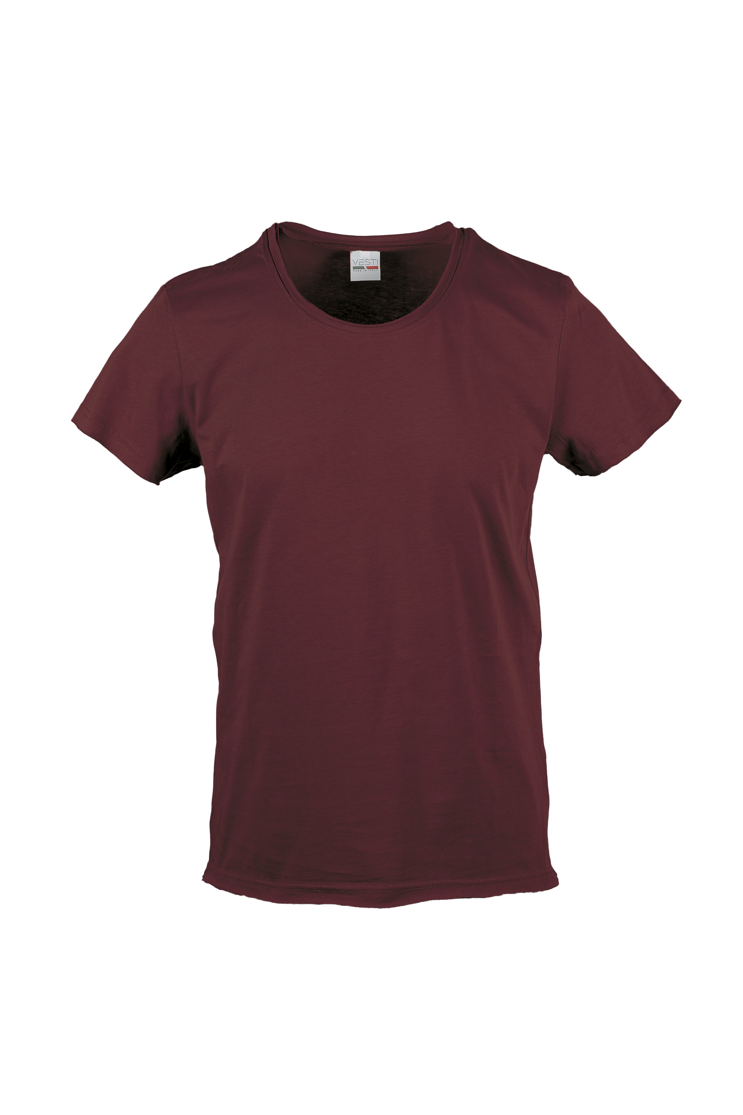 Round Neck Short Sleeve Raw Cut Sweater - BX - Bordeaux