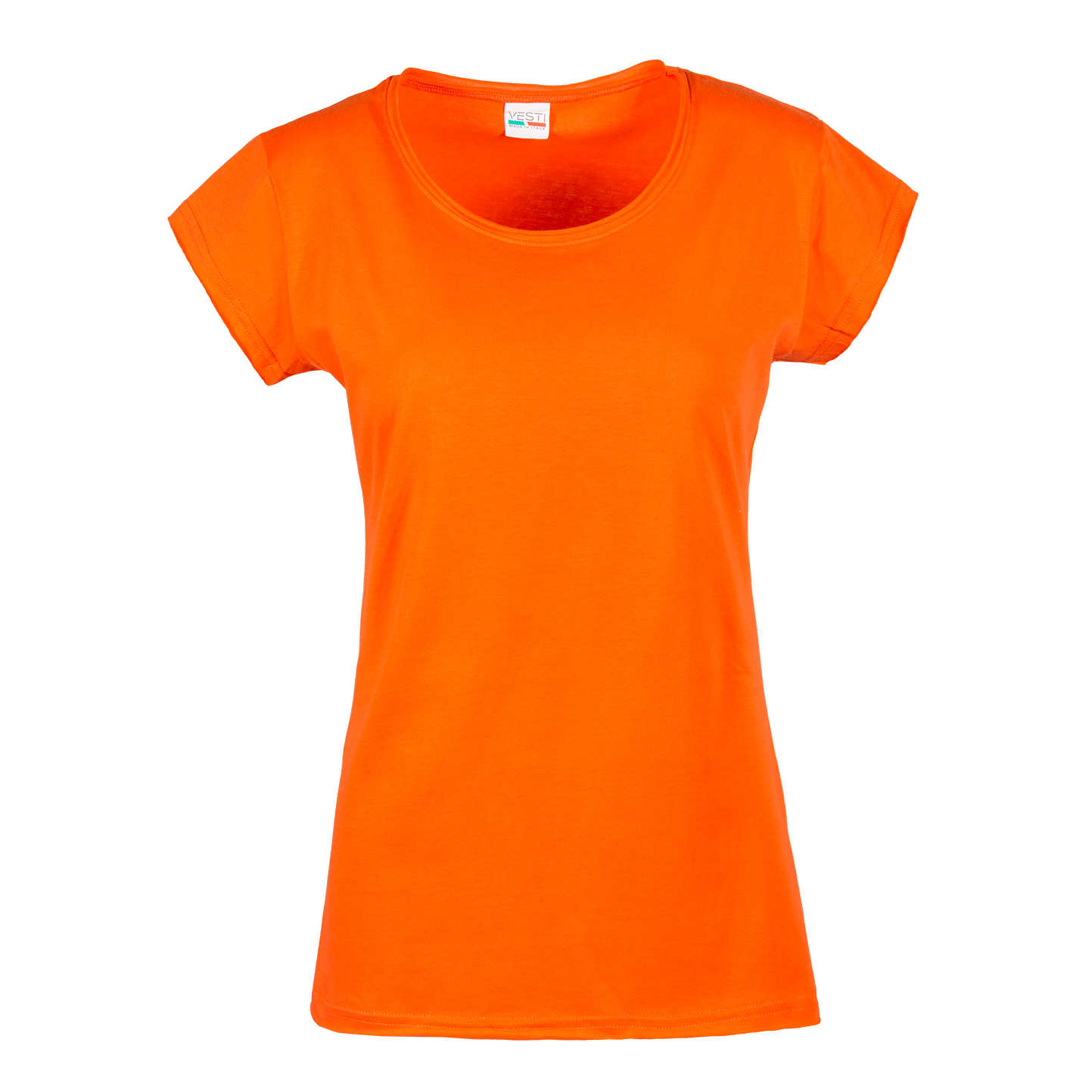 Women's Round Neck Short Sleeve Raw Cut Sweater - OG - Orange