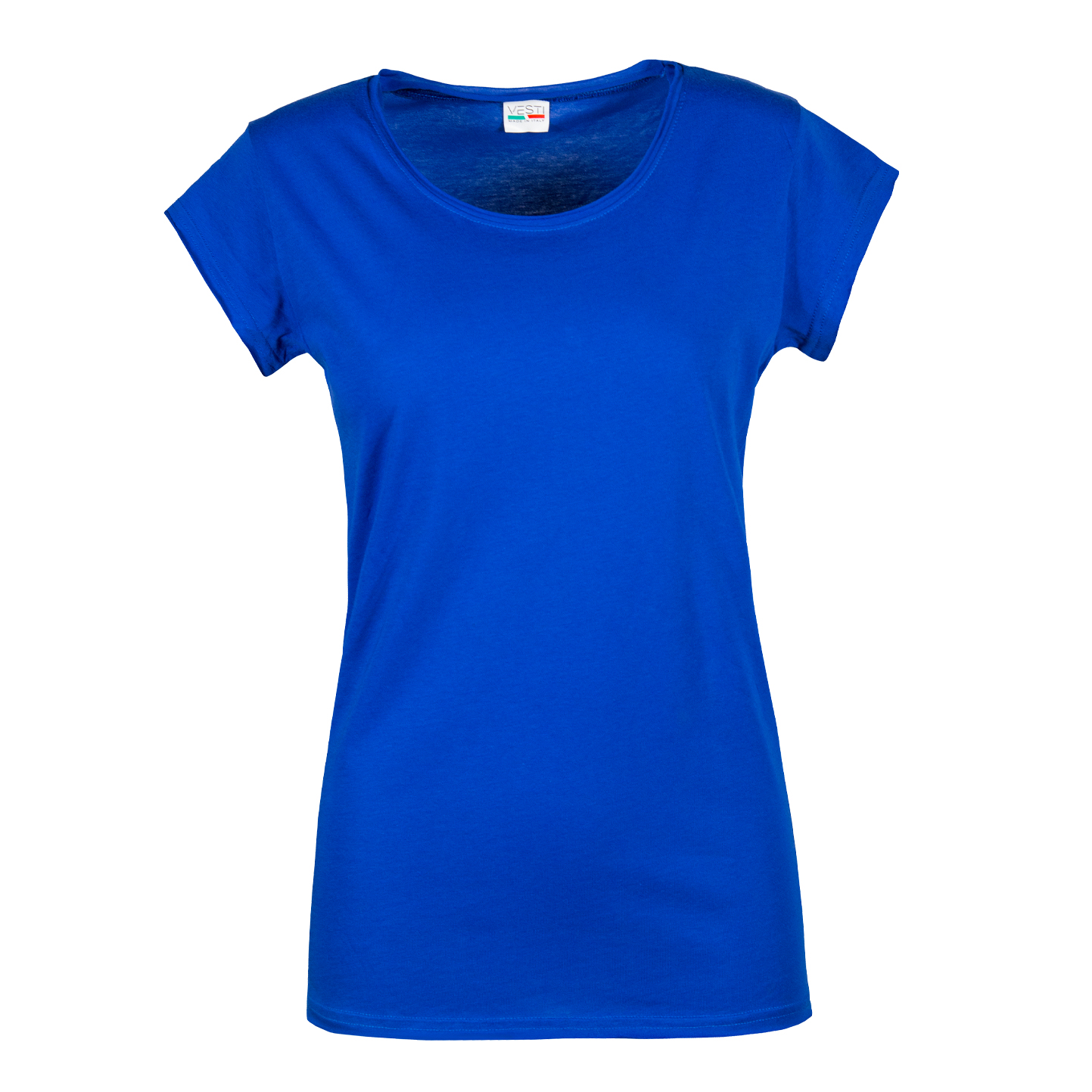 Women's Round Neck Short Sleeve Raw Cut Sweater - RY - Royal