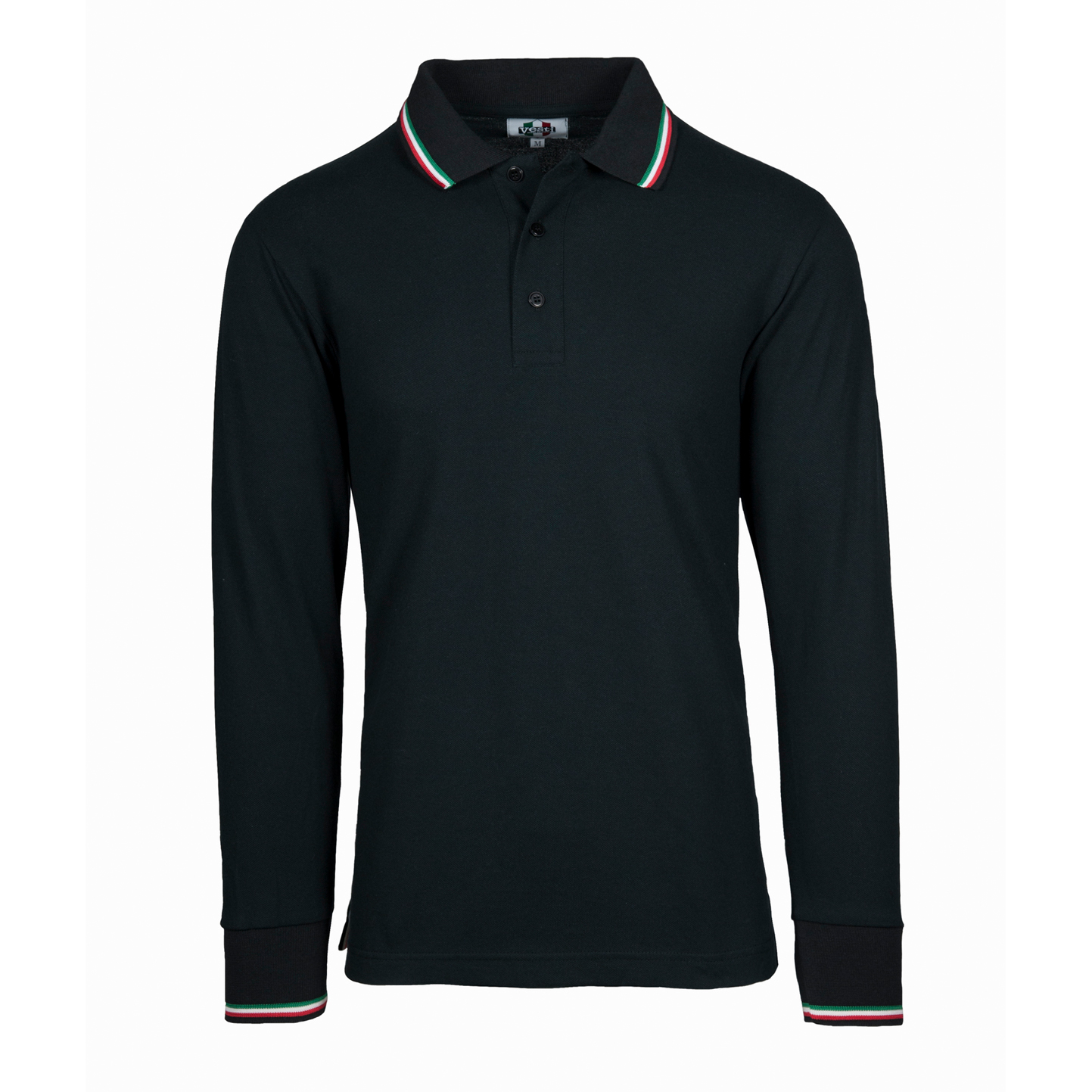 Polo met lange mouwen van piquéstof - 12E - Zwarte ECO
