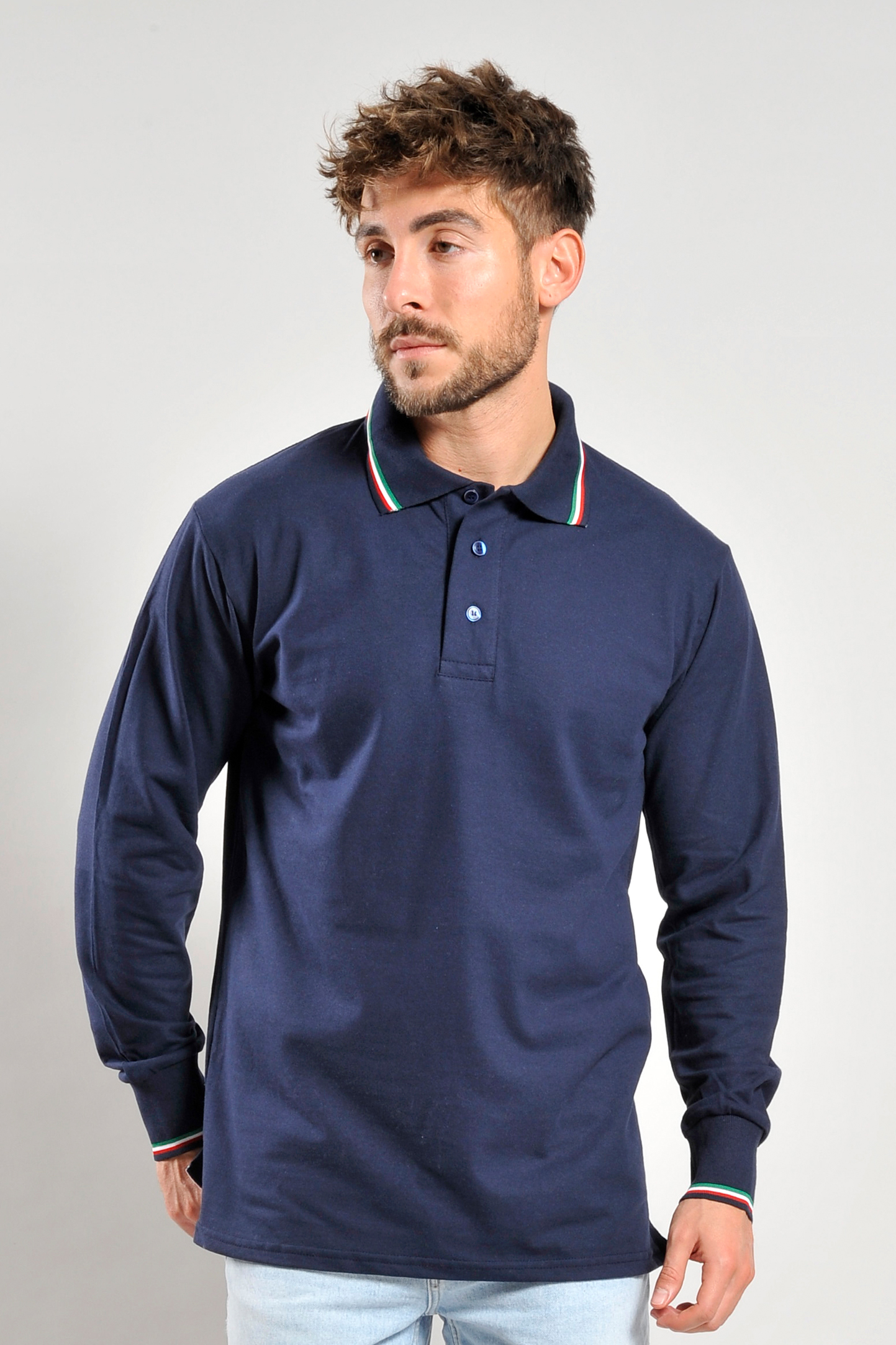 Polo met lange mouwen van piquéstof