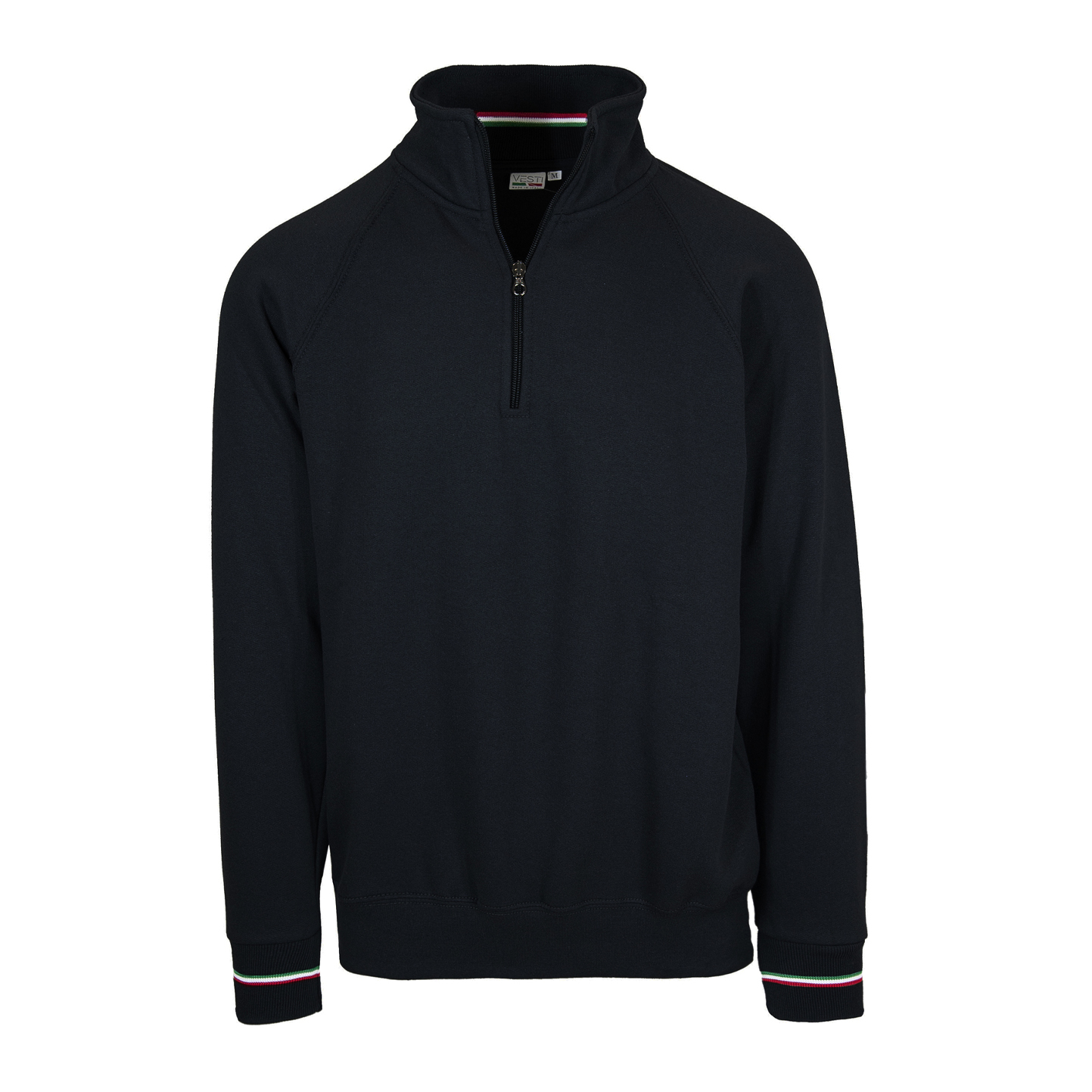 Italiaanse sweater met ritssluiting en hals - 12E - Zwarte ECO