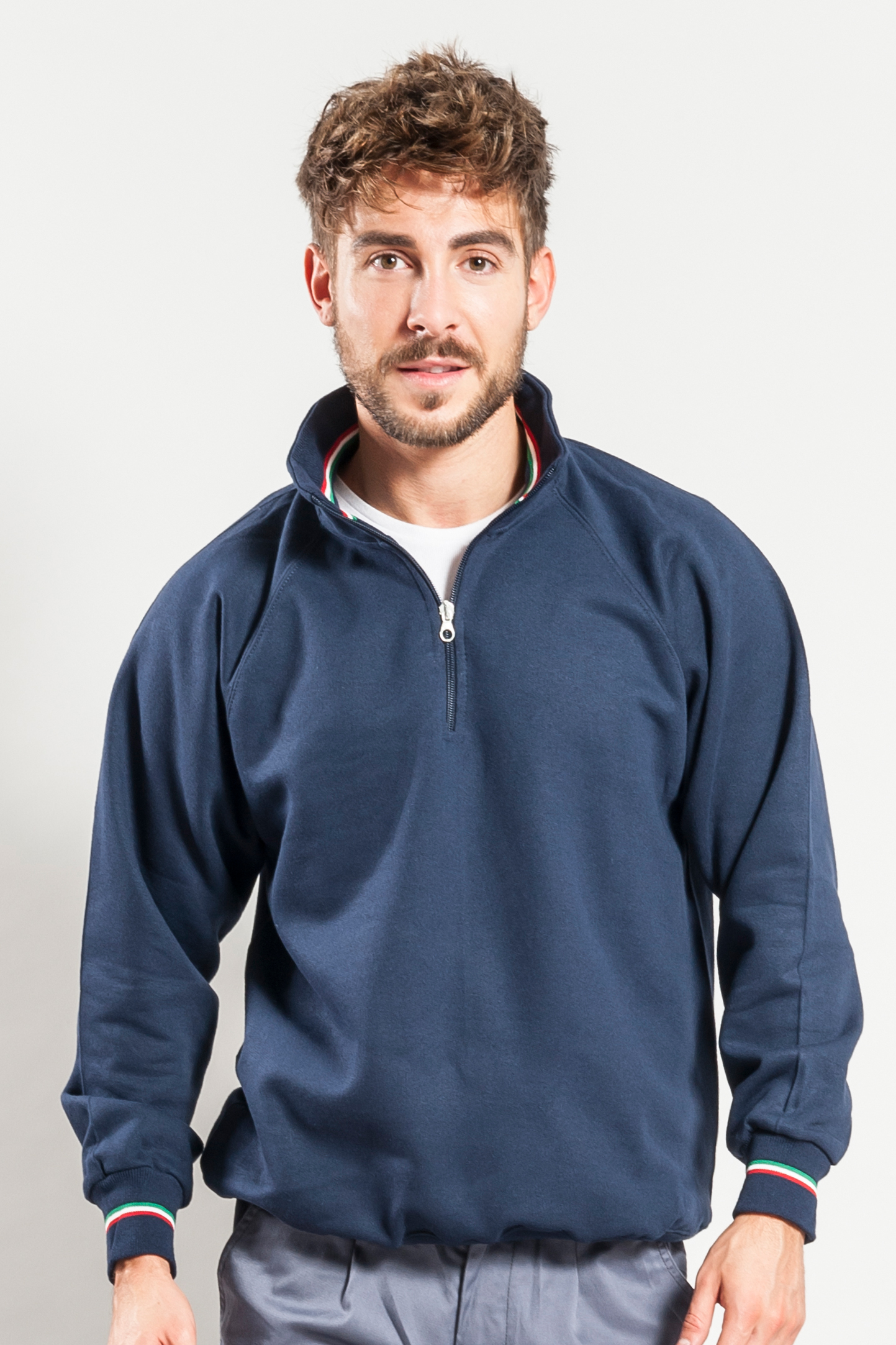 Italiaanse sweater met ritssluiting en hals