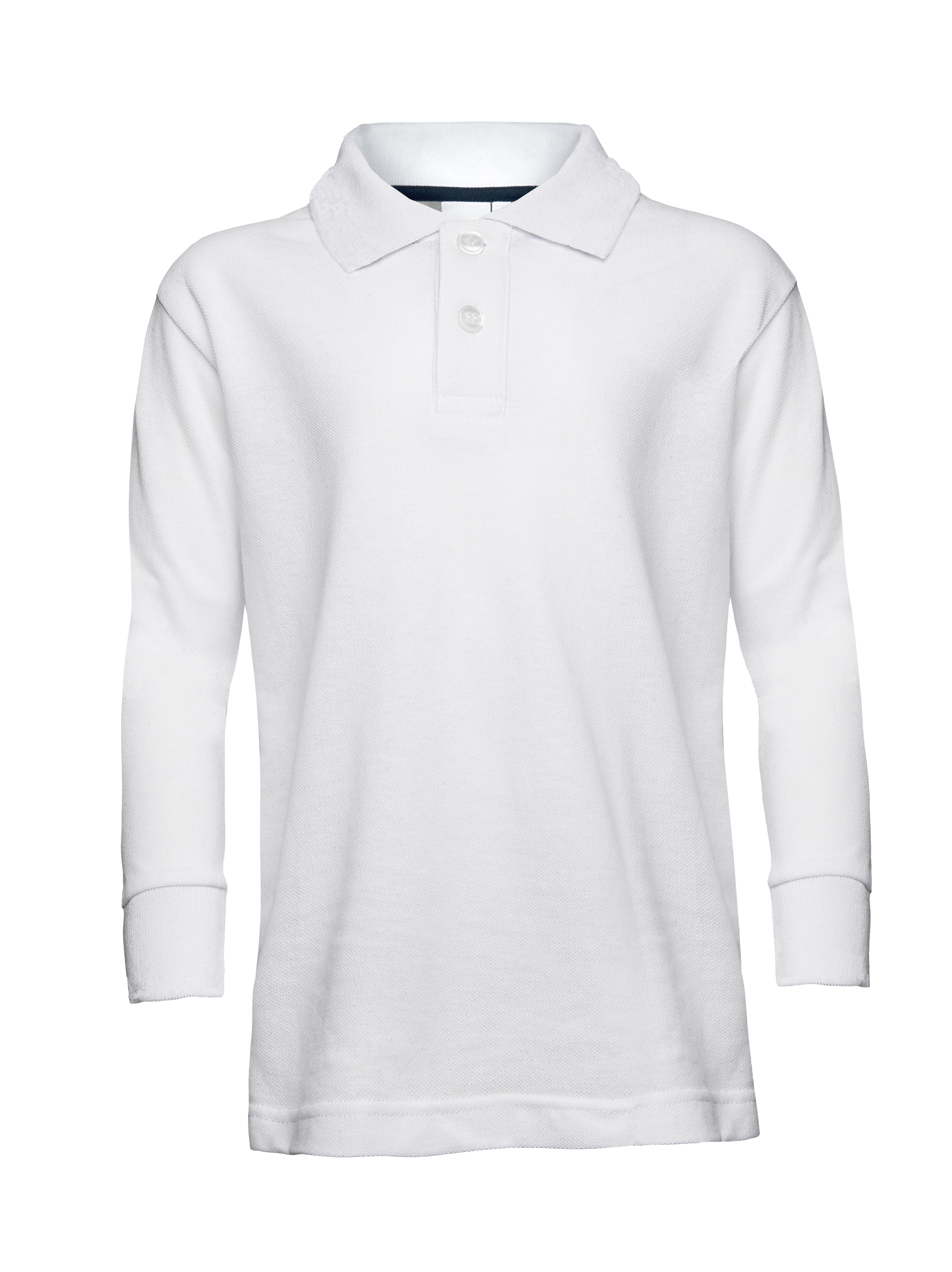 Poloshirt met lange mouwen en bies van piqué voor jongens - 99 - Wit