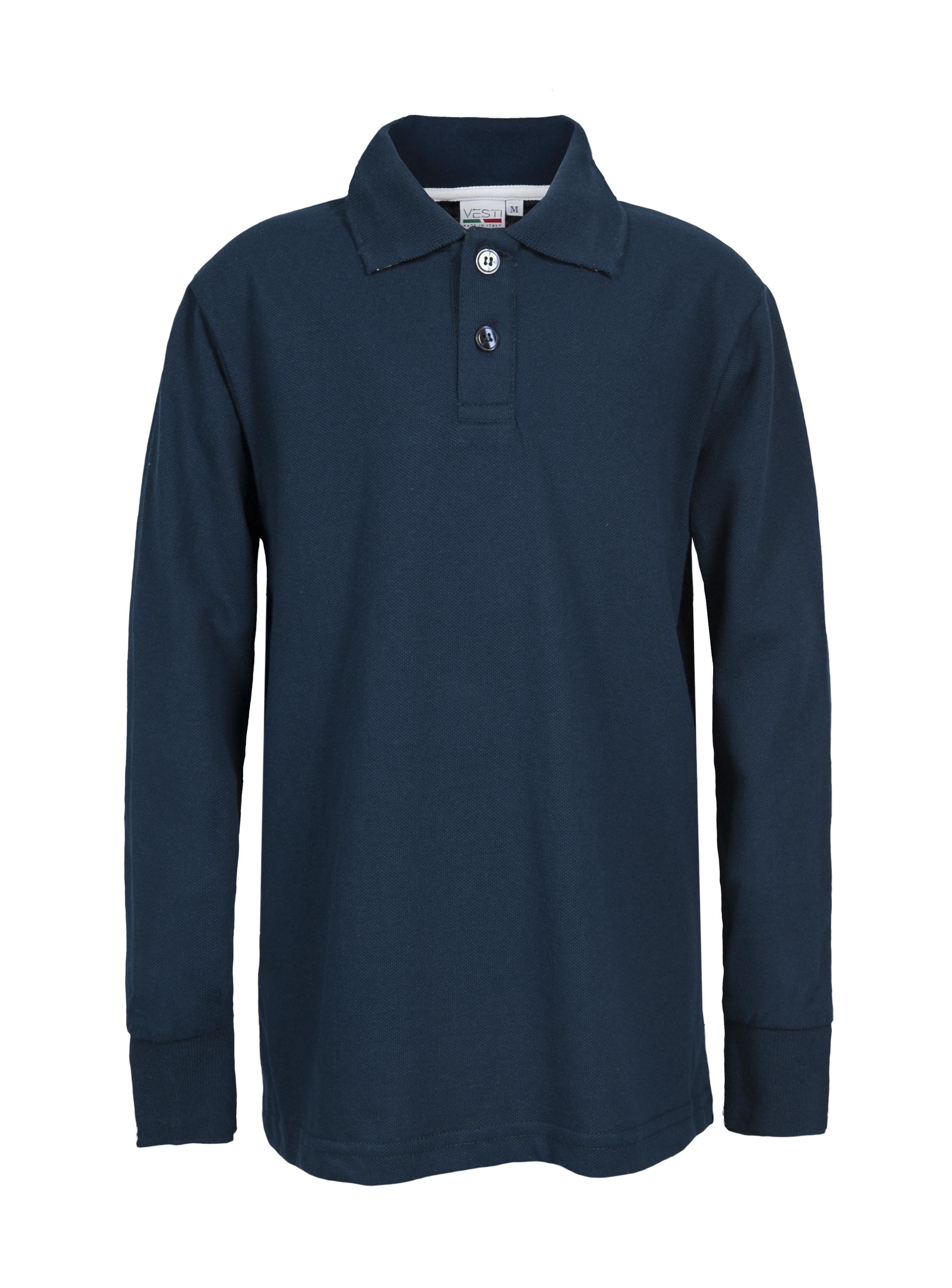 Poloshirt met lange mouwen en bies van piqué voor jongens - 18 - Blauw