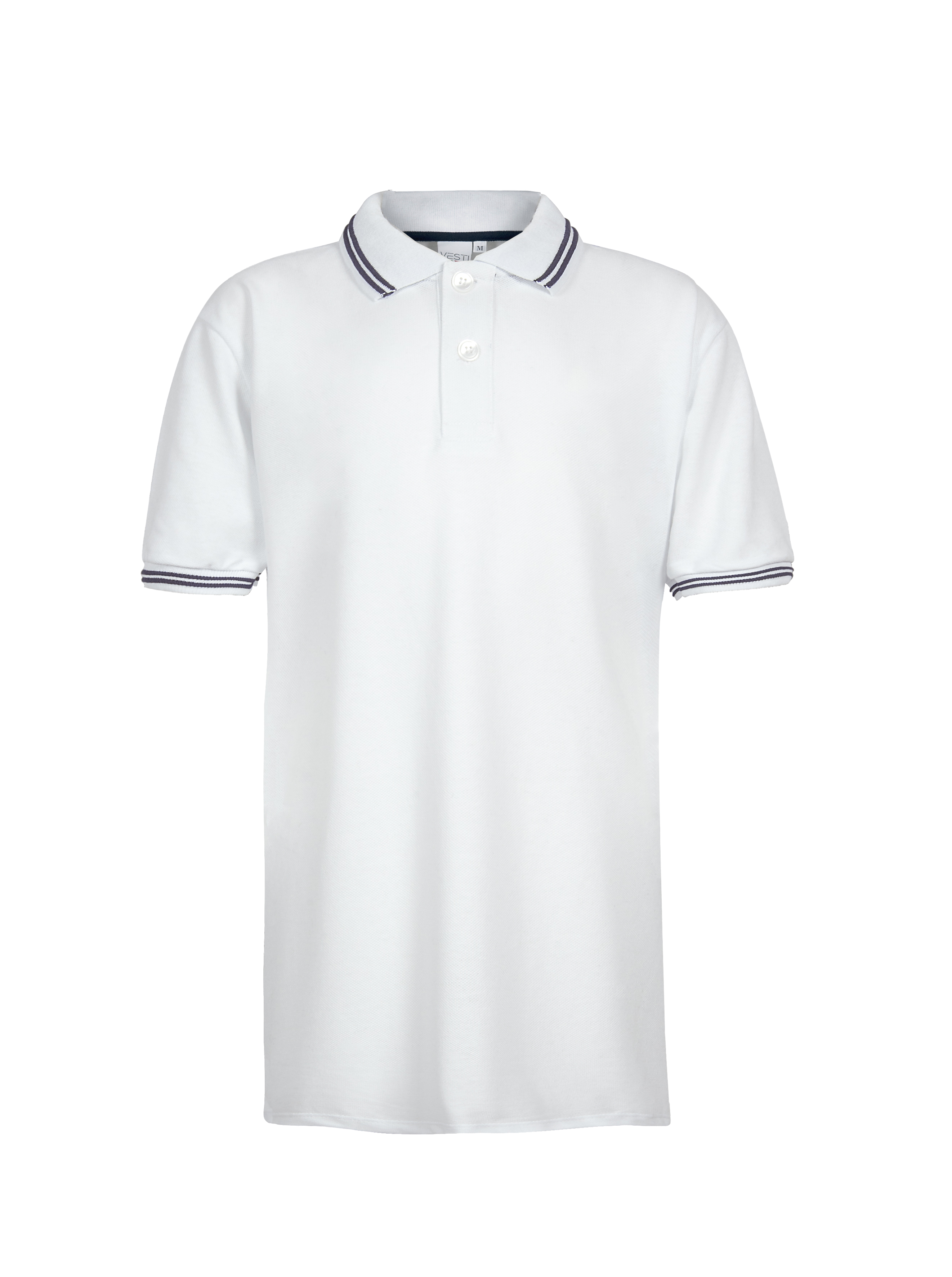 Trim Piqué Polo Shirt for Kids, Short Sleeve - 9918 - White/Blue