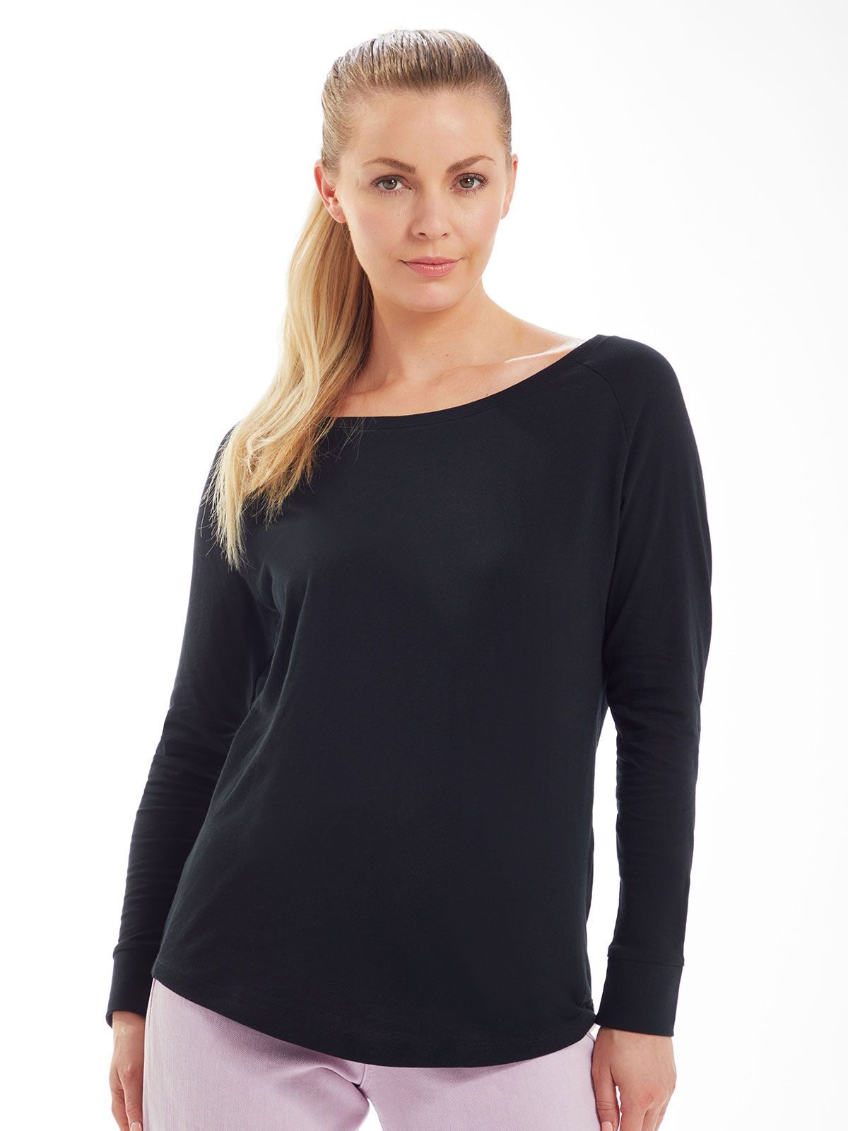 Dames T-shirt met lange mouwen en losse pasvorm