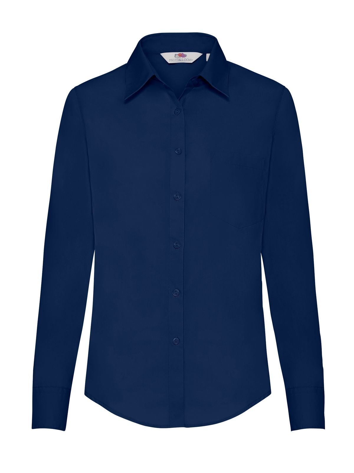 Damesblouse van poplin met lange mouwen - 32 - Marine
