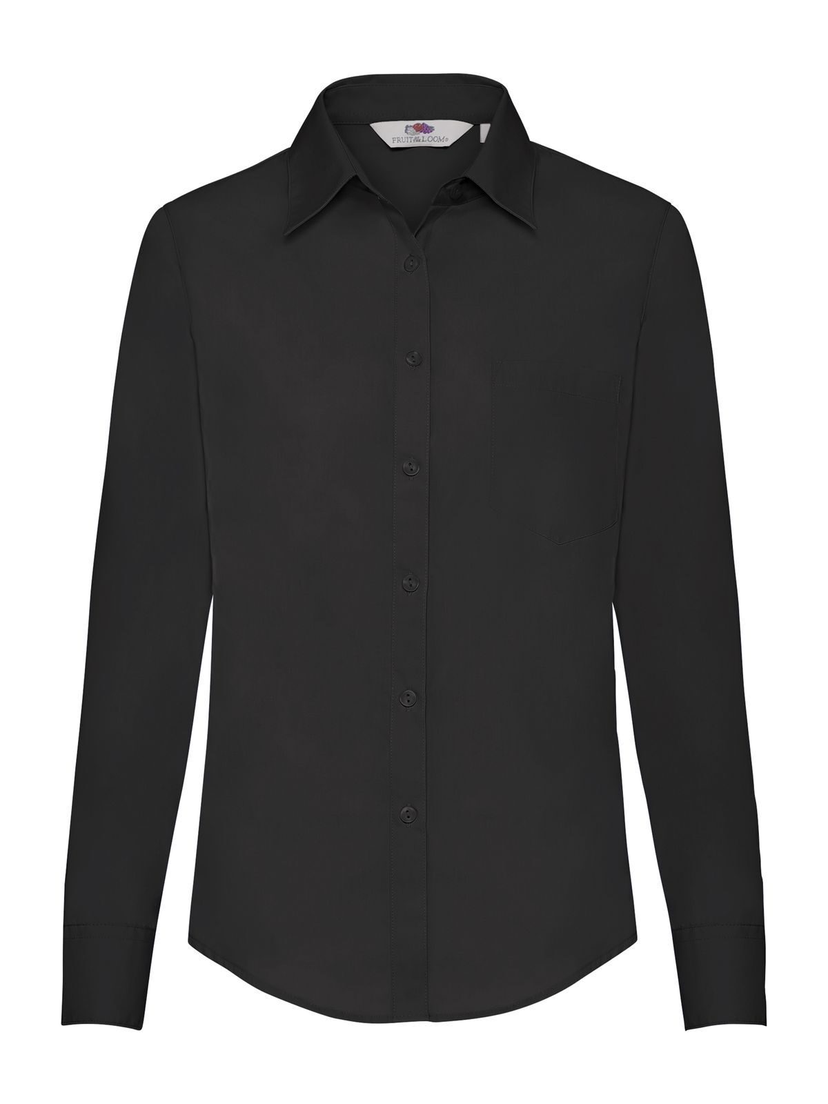 Damesblouse van poplin met lange mouwen - 36 - Zwart