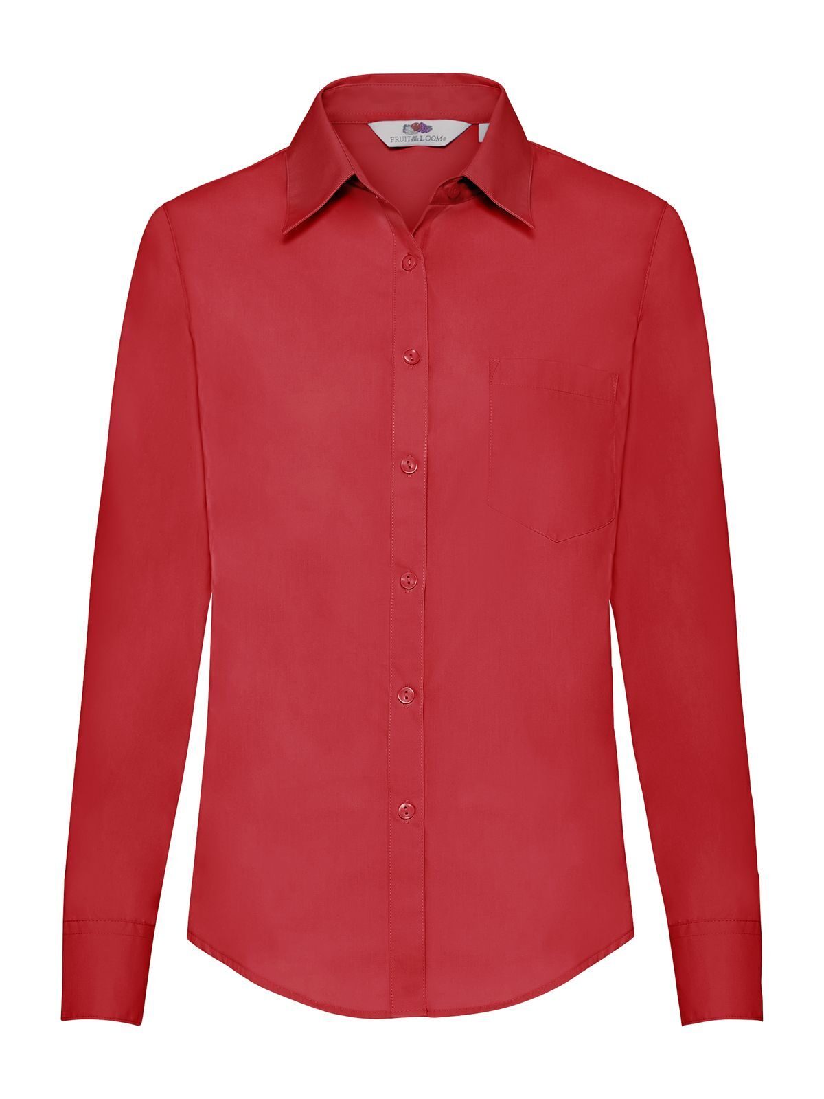 Damesblouse van poplin met lange mouwen - 40 - Rood