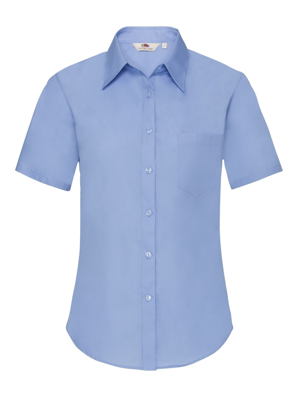 Damesblouse van poplin met korte mouwen - MU - Middenblauw