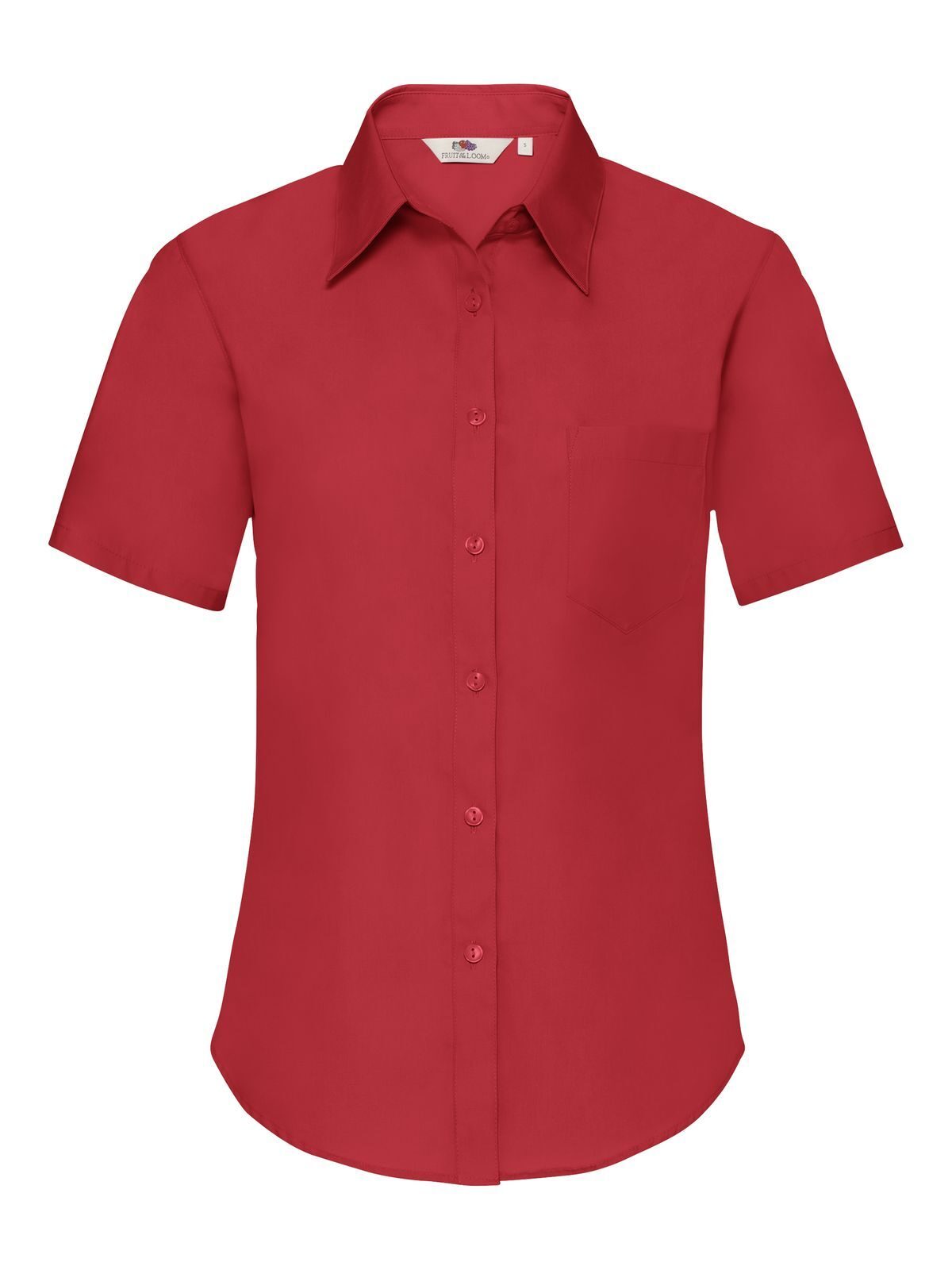 Damesblouse van poplin met korte mouwen - 40 - Rood