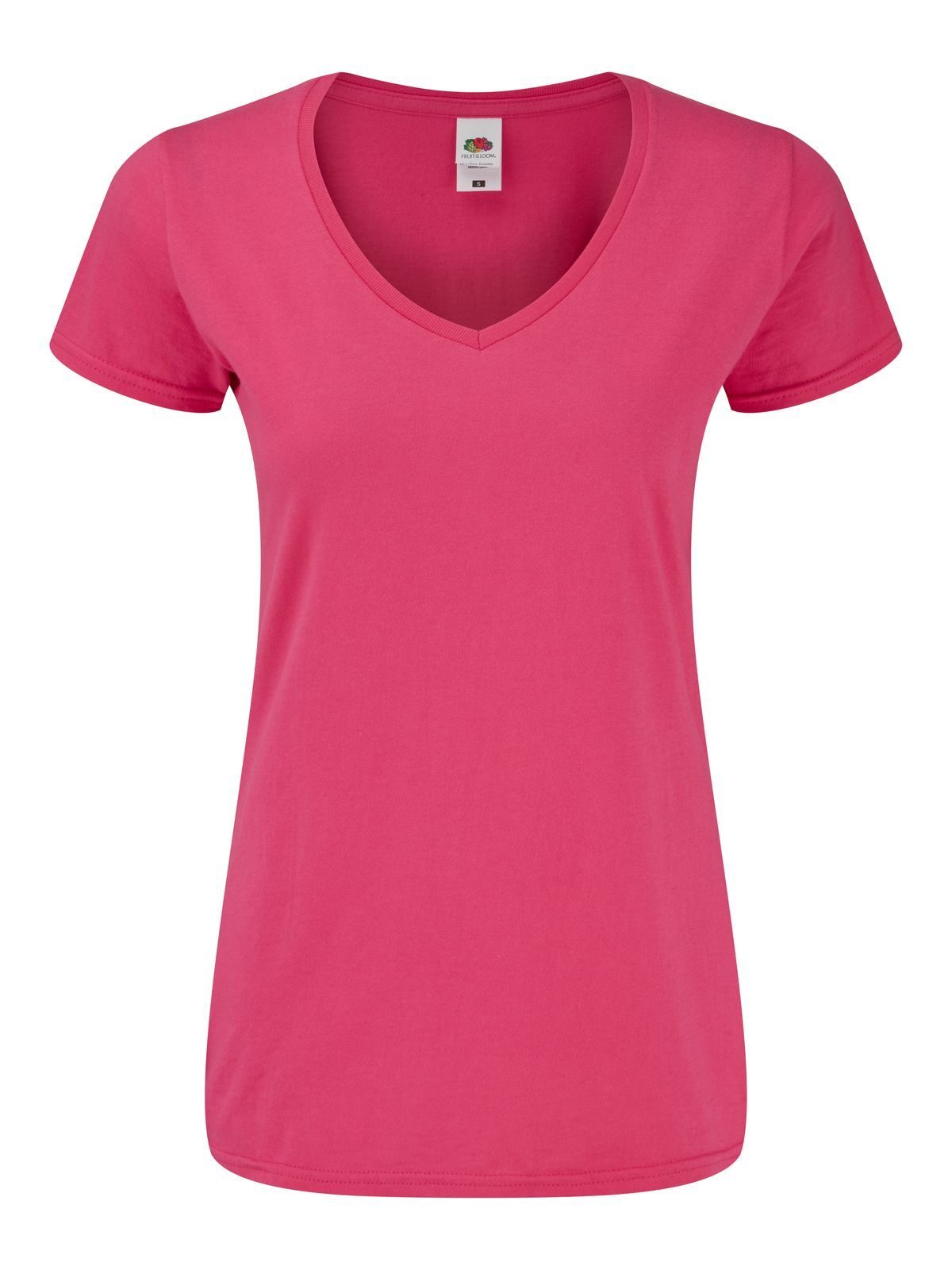 Iconisch dames T-shirt met V-hals (maat 150) - 57 - Fuchsia