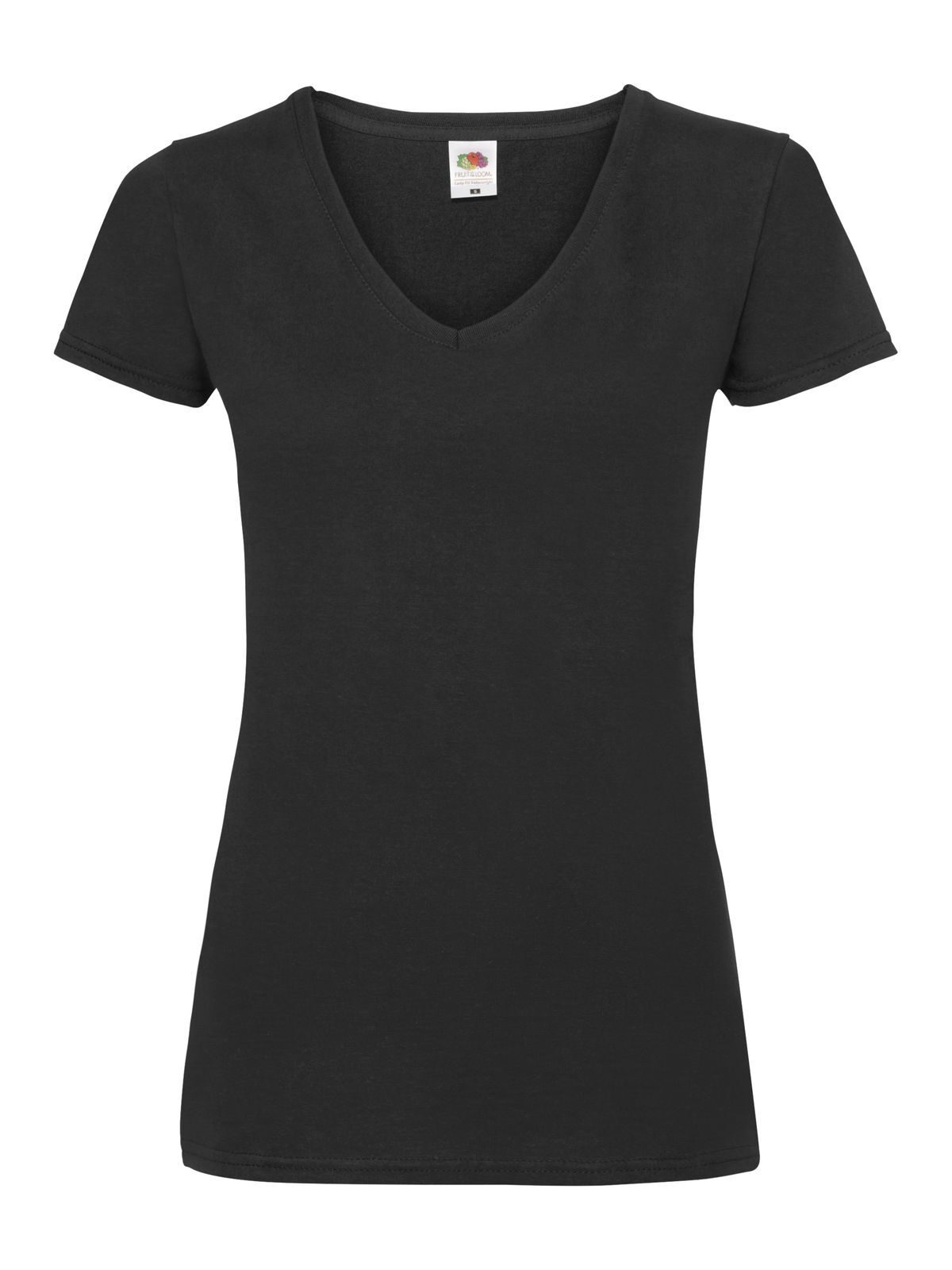 Dames T-shirt met V-hals van Valueweight-kwaliteit - 36 - Zwart