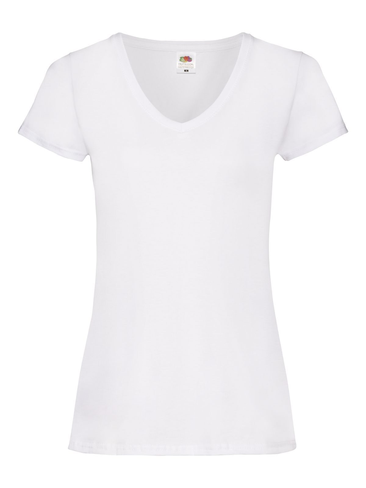 Dames T-shirt met V-hals van Valueweight-kwaliteit - 30 - Wit
