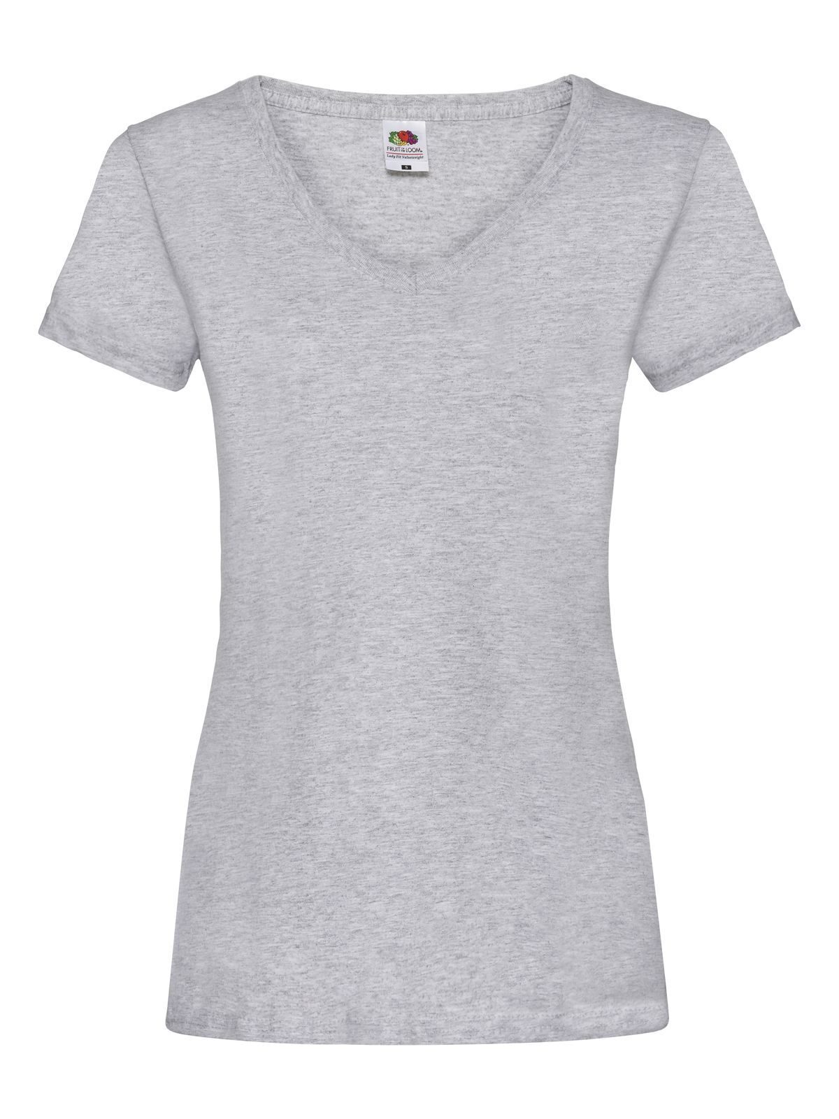 Dames T-shirt met V-hals van Valueweight-kwaliteit - 94 - Heather Grey