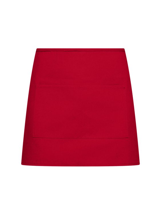 Basic Half Apron With Pocket - RD - Red