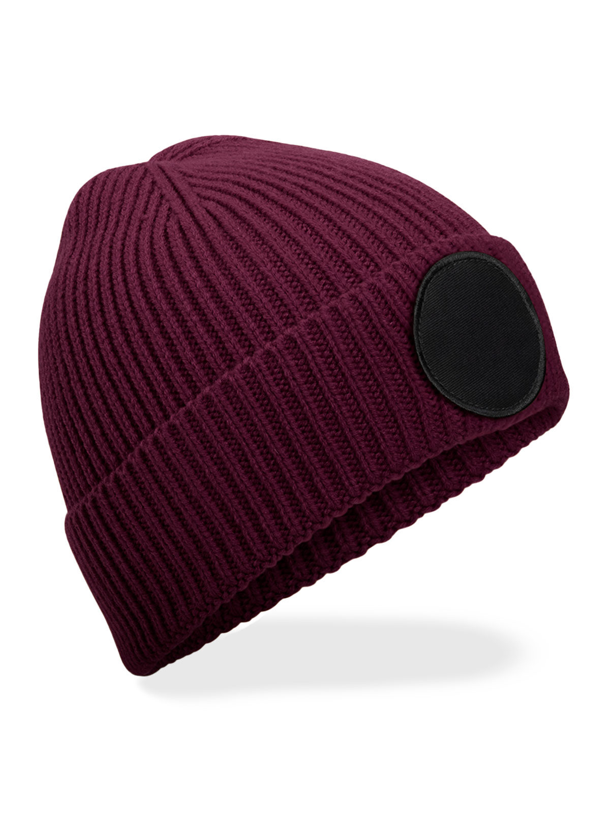 Ronde modieuze patch muts - BURB - Bordeauxrood/zwart