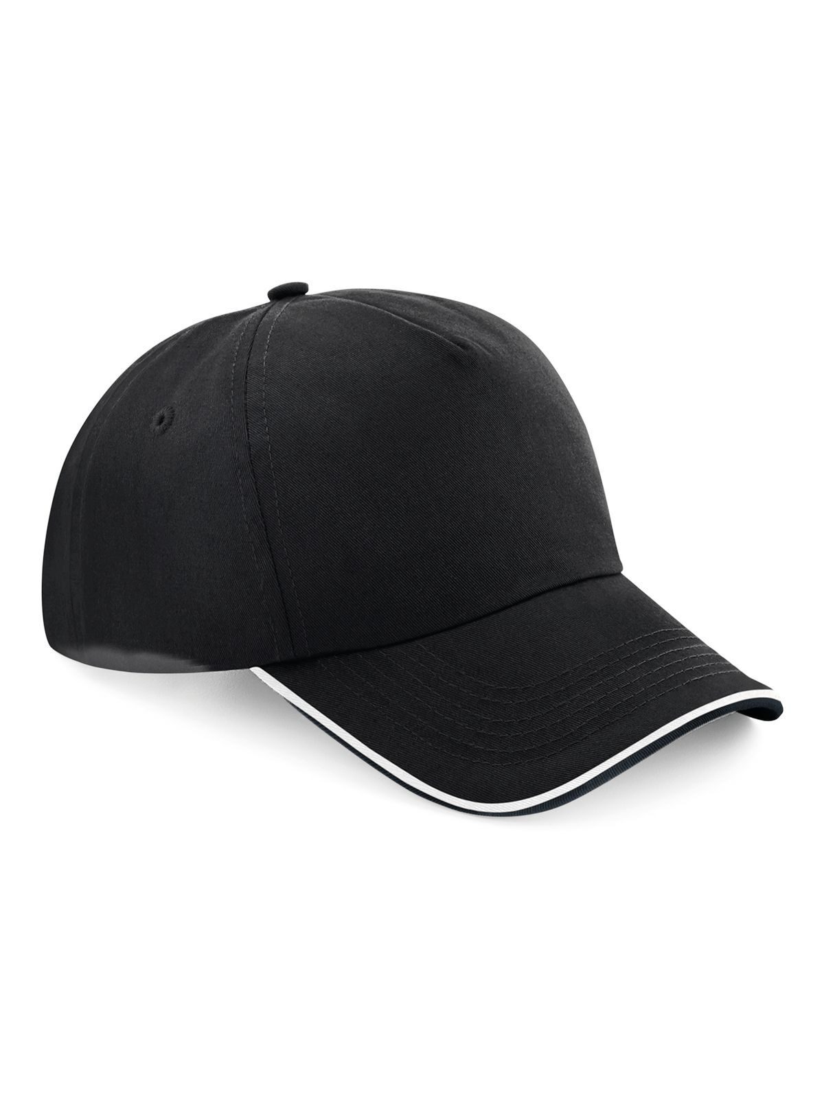 Authentic 5 Panel Cap - Piped Peak - BLKW - Black/white