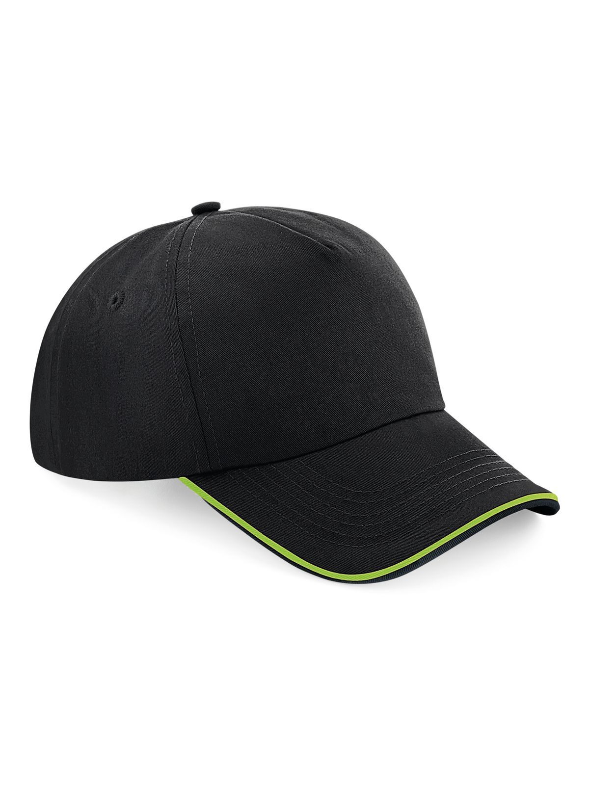 Authentic 5 Panel Cap - Piped Peak - BLKCR - Black/classic red